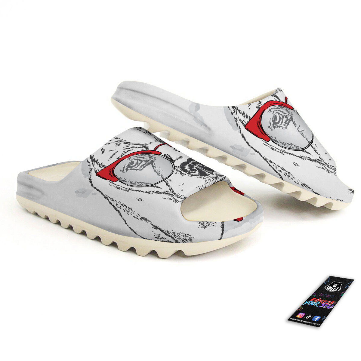 Beagle With Glasses Hipster Print Sandals