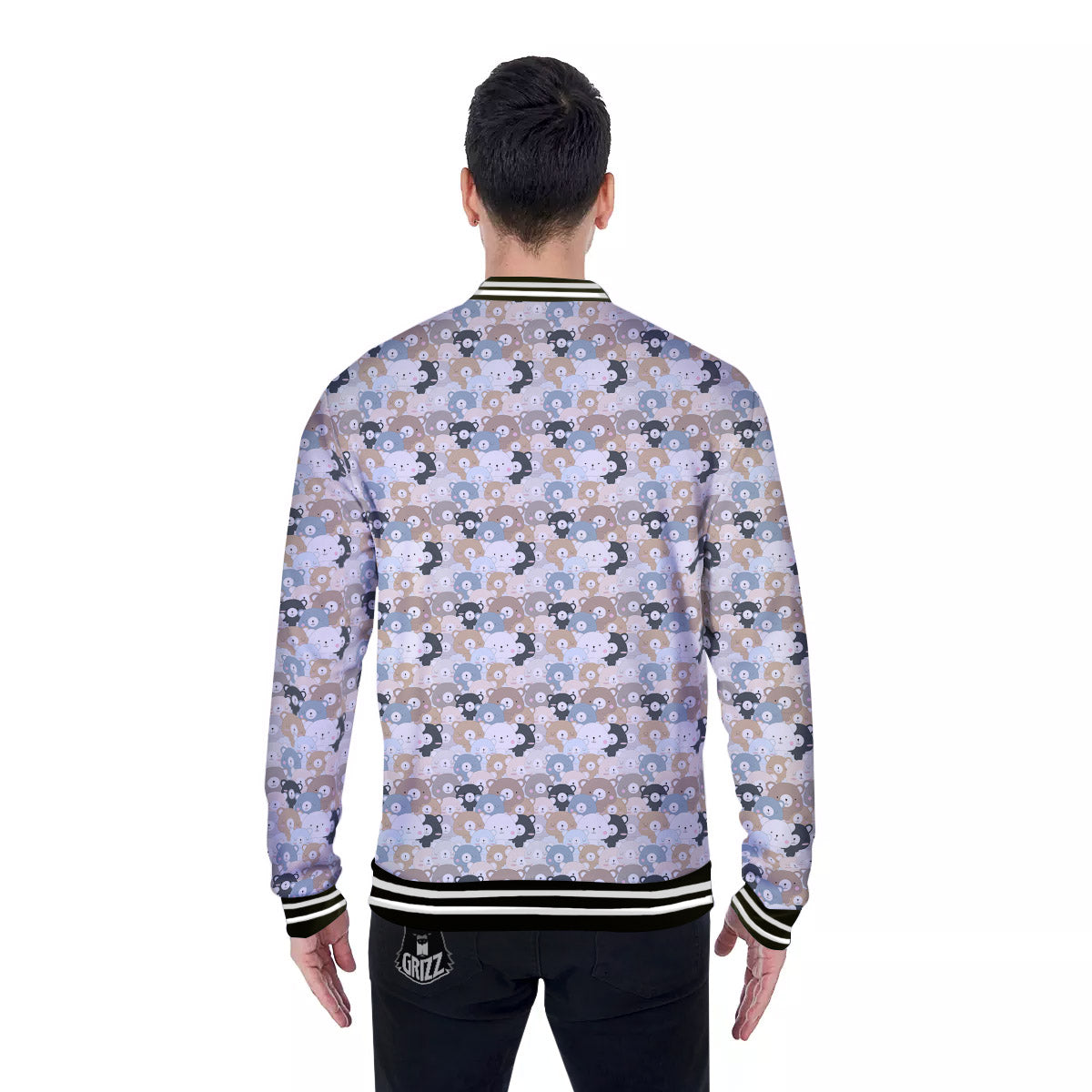 Bear Cute Print Pattern Baseball Jacket-grizzshop
