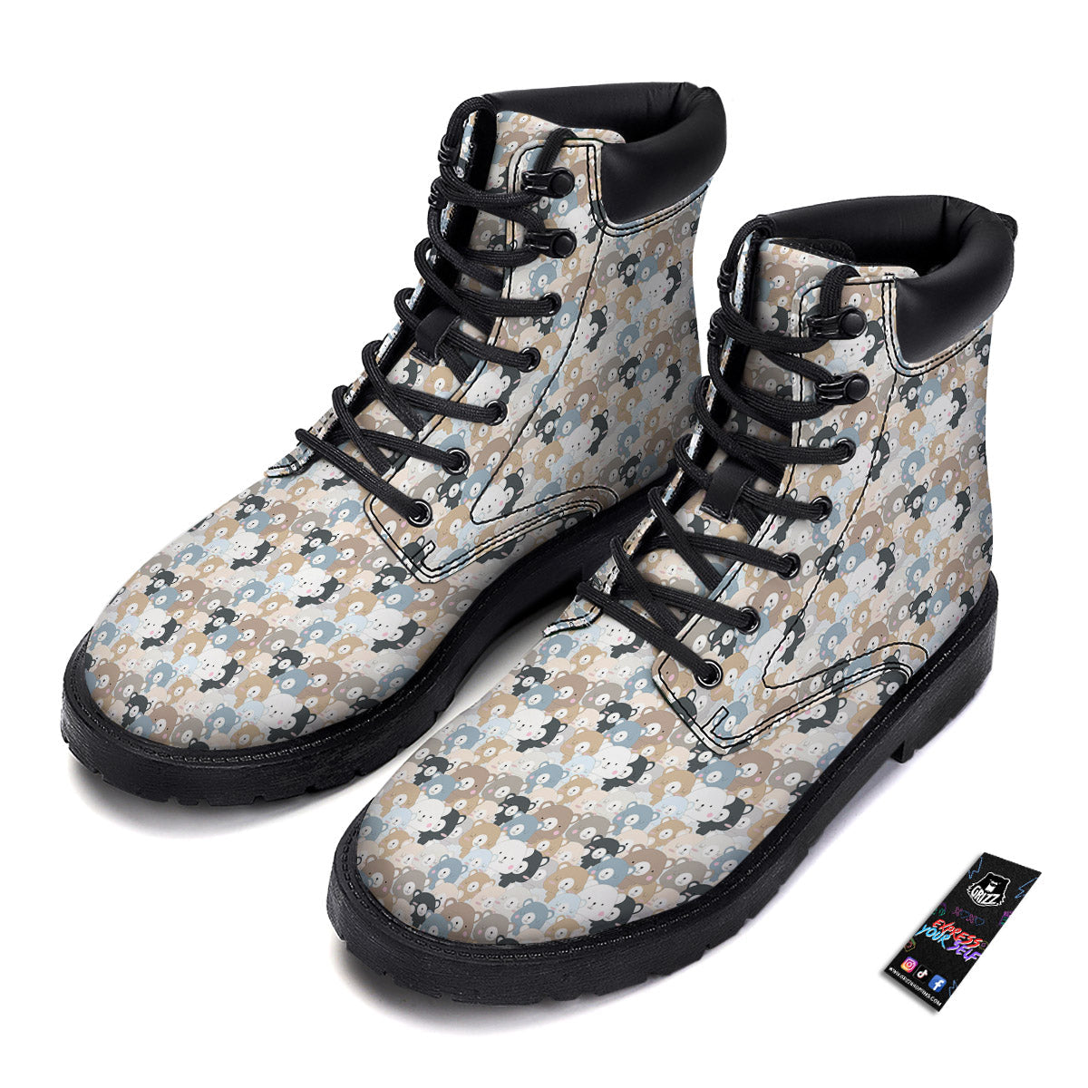 Bear Cute Print Pattern Boots-grizzshop