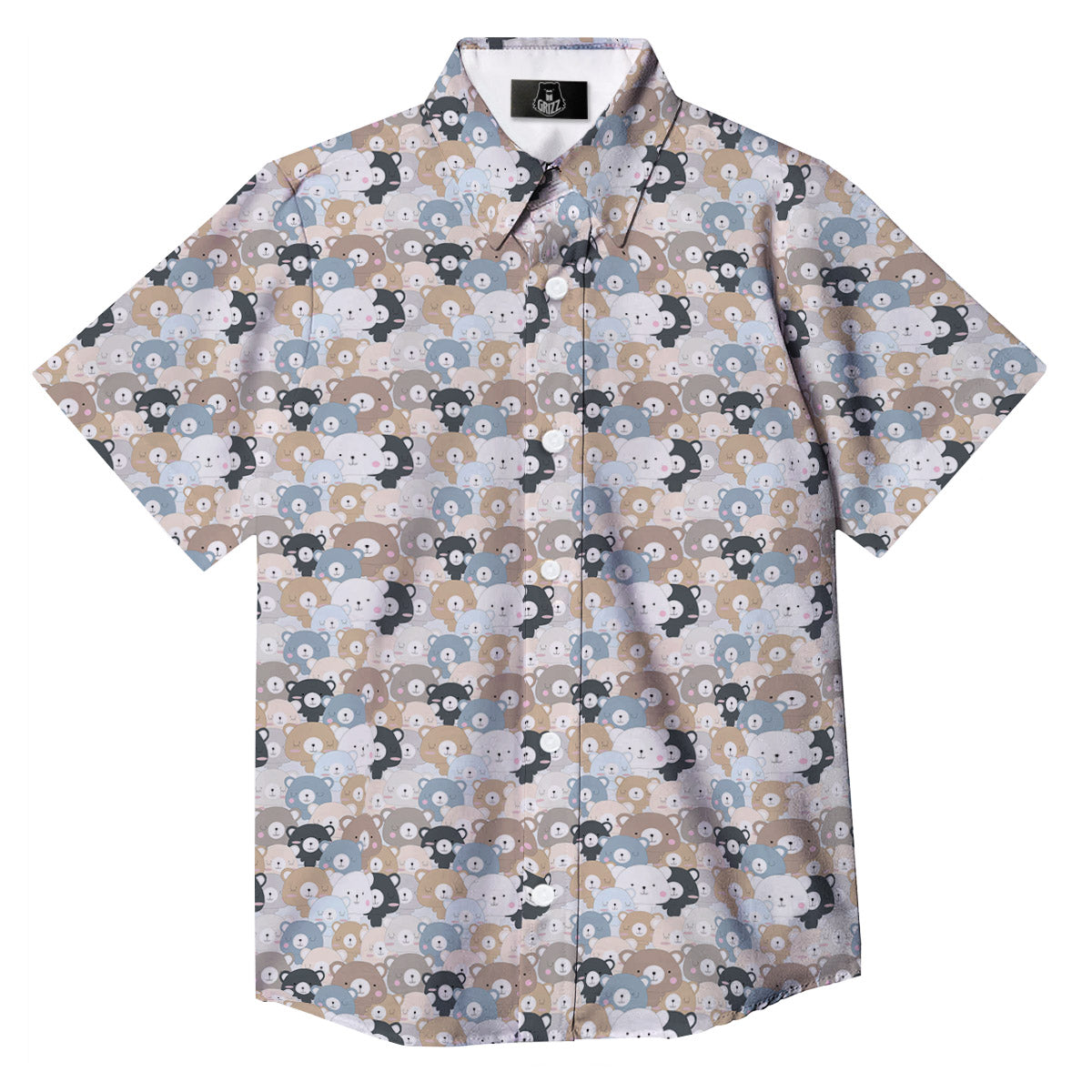Bear Cute Print Pattern Button Up Shirt-grizzshop