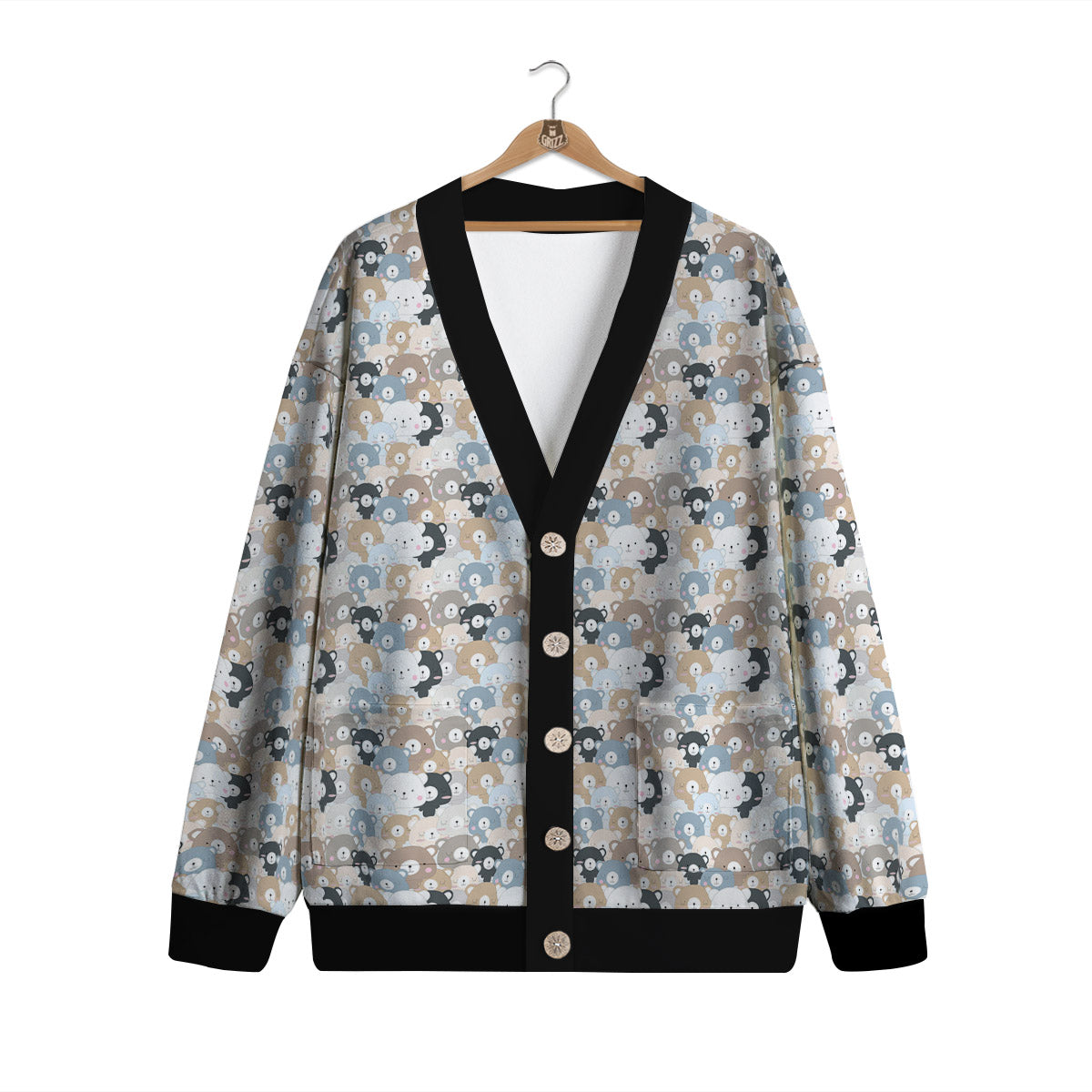 Bear Cute Print Pattern Cardigan-grizzshop