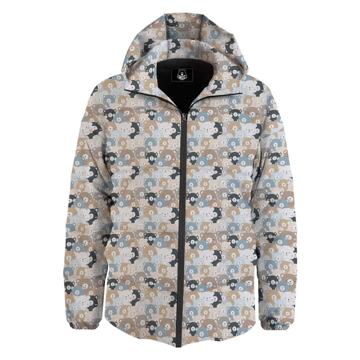 Bear Cute Print Pattern Down Jacket-grizzshop