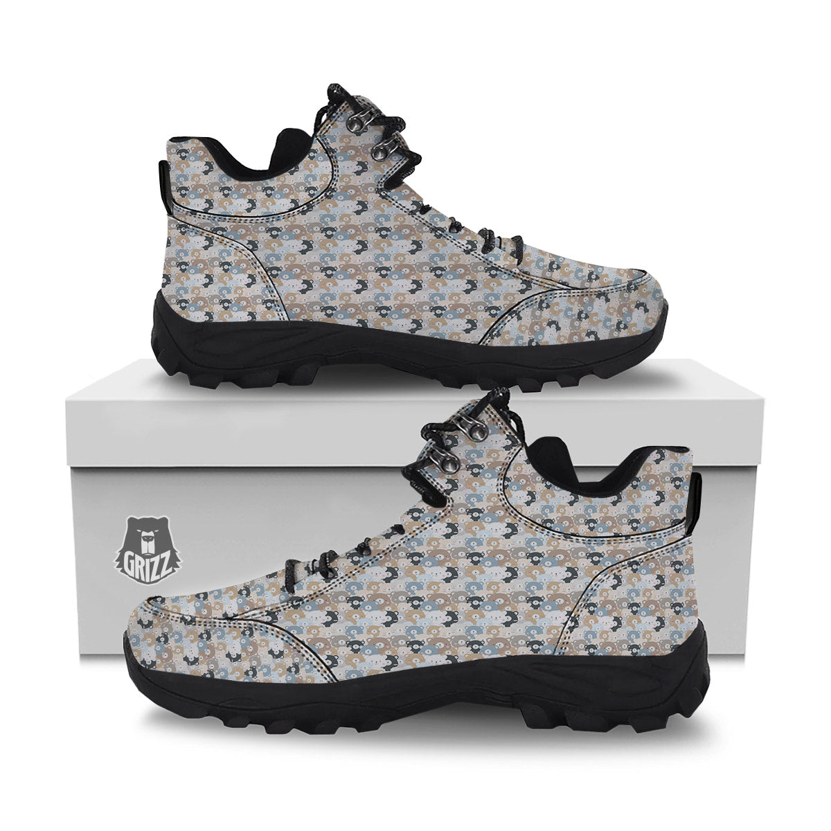 Bear Cute Print Pattern Hiking Shoes-grizzshop