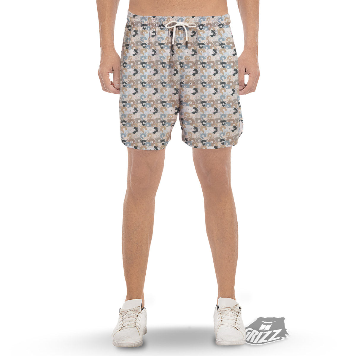 Bear Cute Print Pattern Men's Gym Shorts-grizzshop