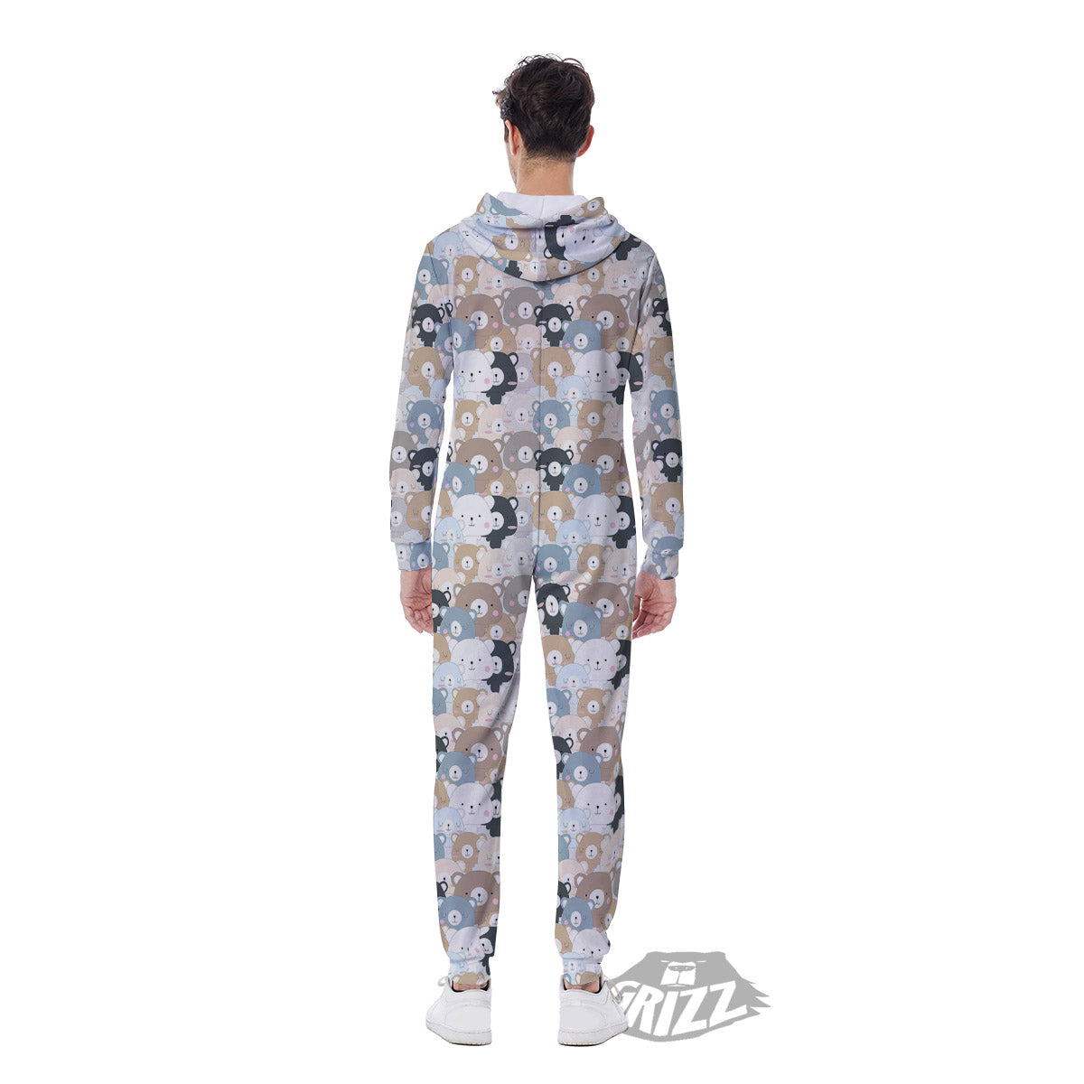 Bear Cute Print Pattern Men's Jumpsuit-grizzshop