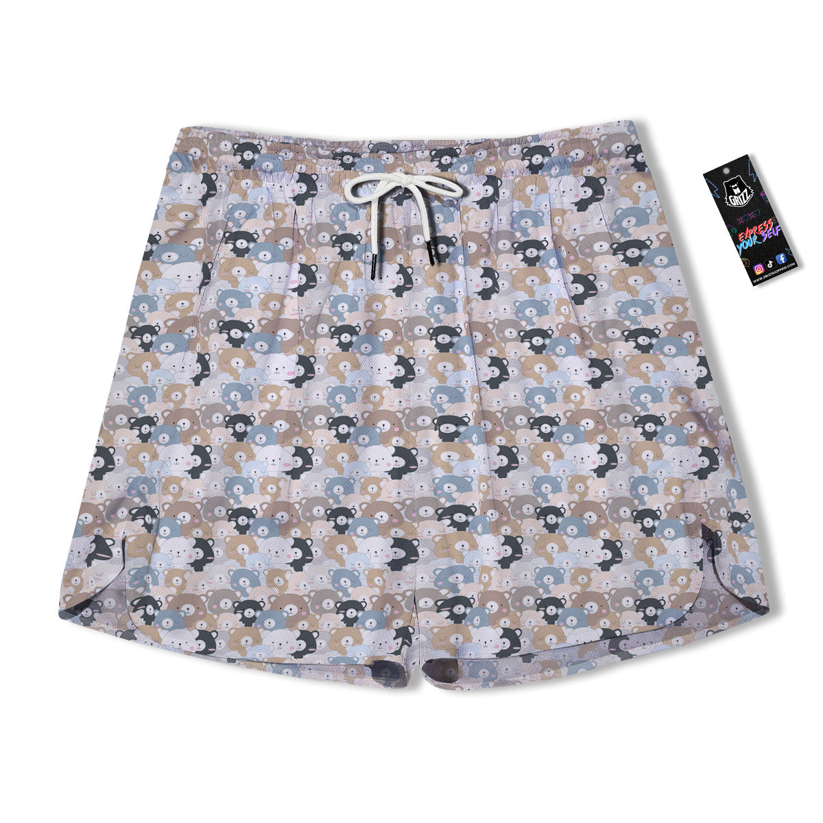 Bear Cute Print Pattern Men's Running Shorts-grizzshop