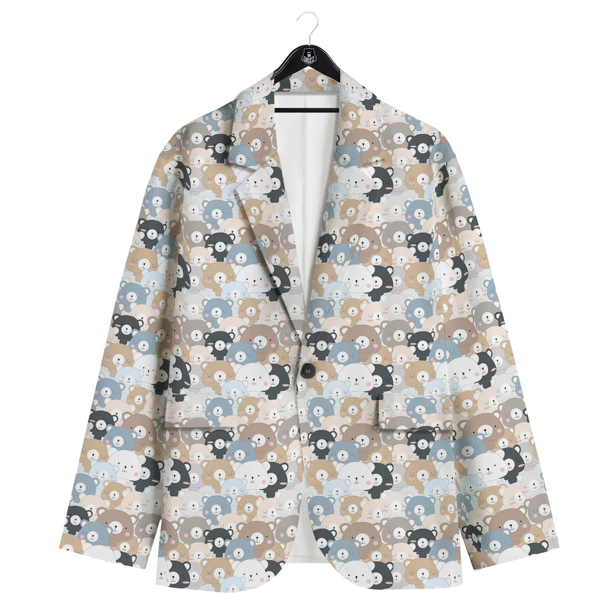 Bear Cute Print Pattern Men's Sport Coat-grizzshop