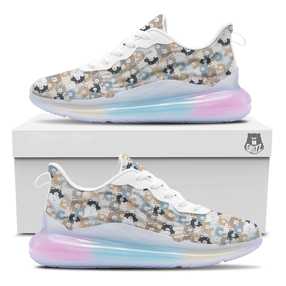 Bear Cute Print Pattern Running Sneakers-grizzshop