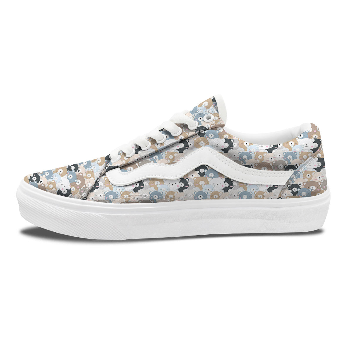 Bear Cute Print Pattern Skate Shoes-grizzshop