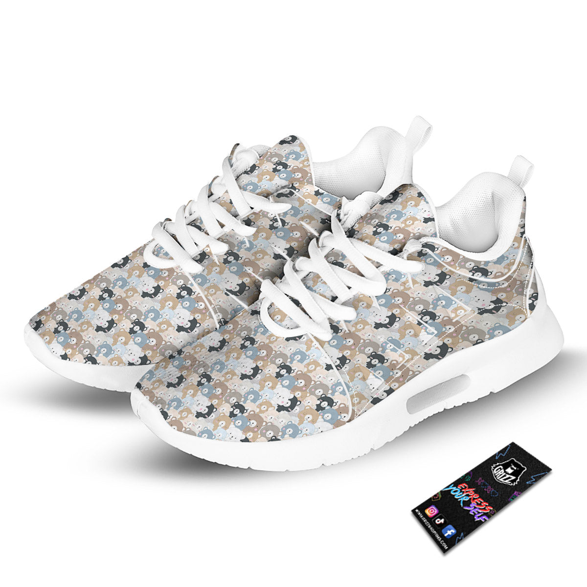 Bear Cute Print Pattern Tennis Shoes-grizzshop