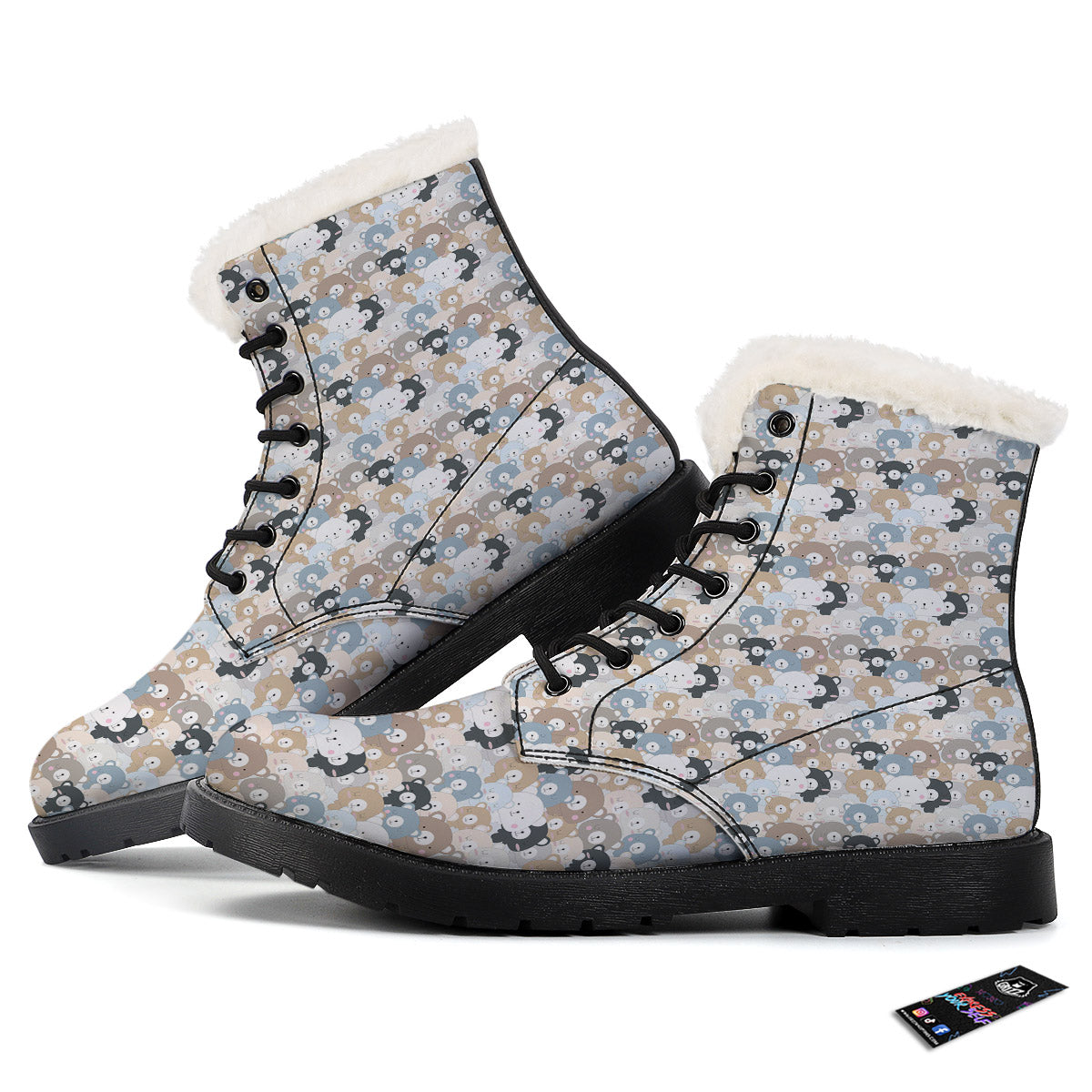 Bear Cute Print Pattern Winter Boots-grizzshop
