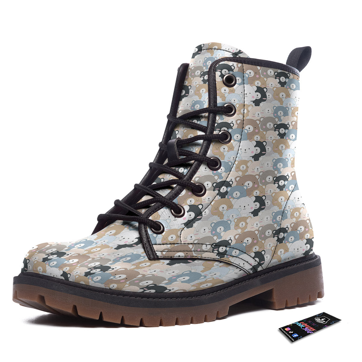 Bear Cute Print Pattern Work Boots-grizzshop