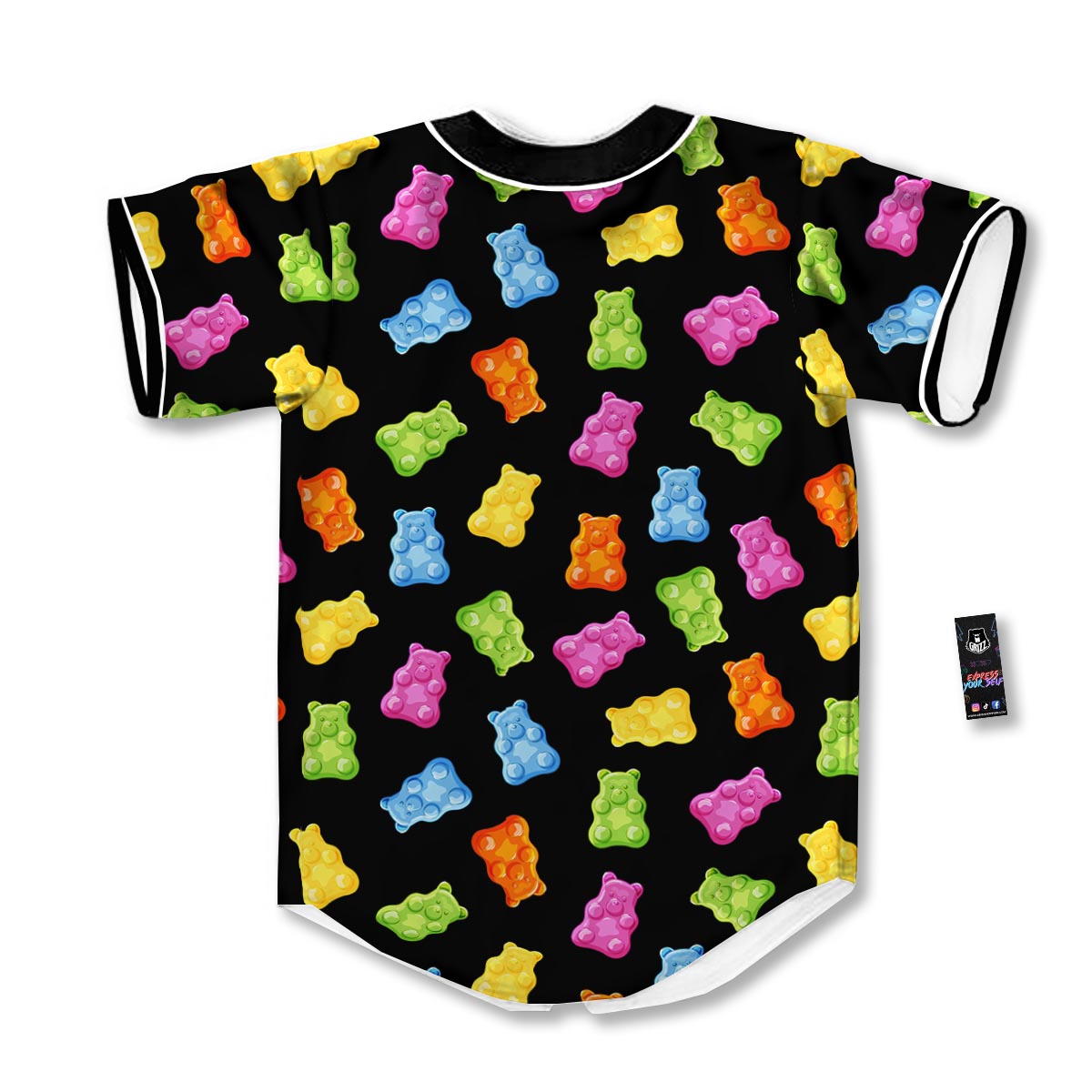 Bear Sweet Gummy Print Pattern Baseball Jersey-grizzshop