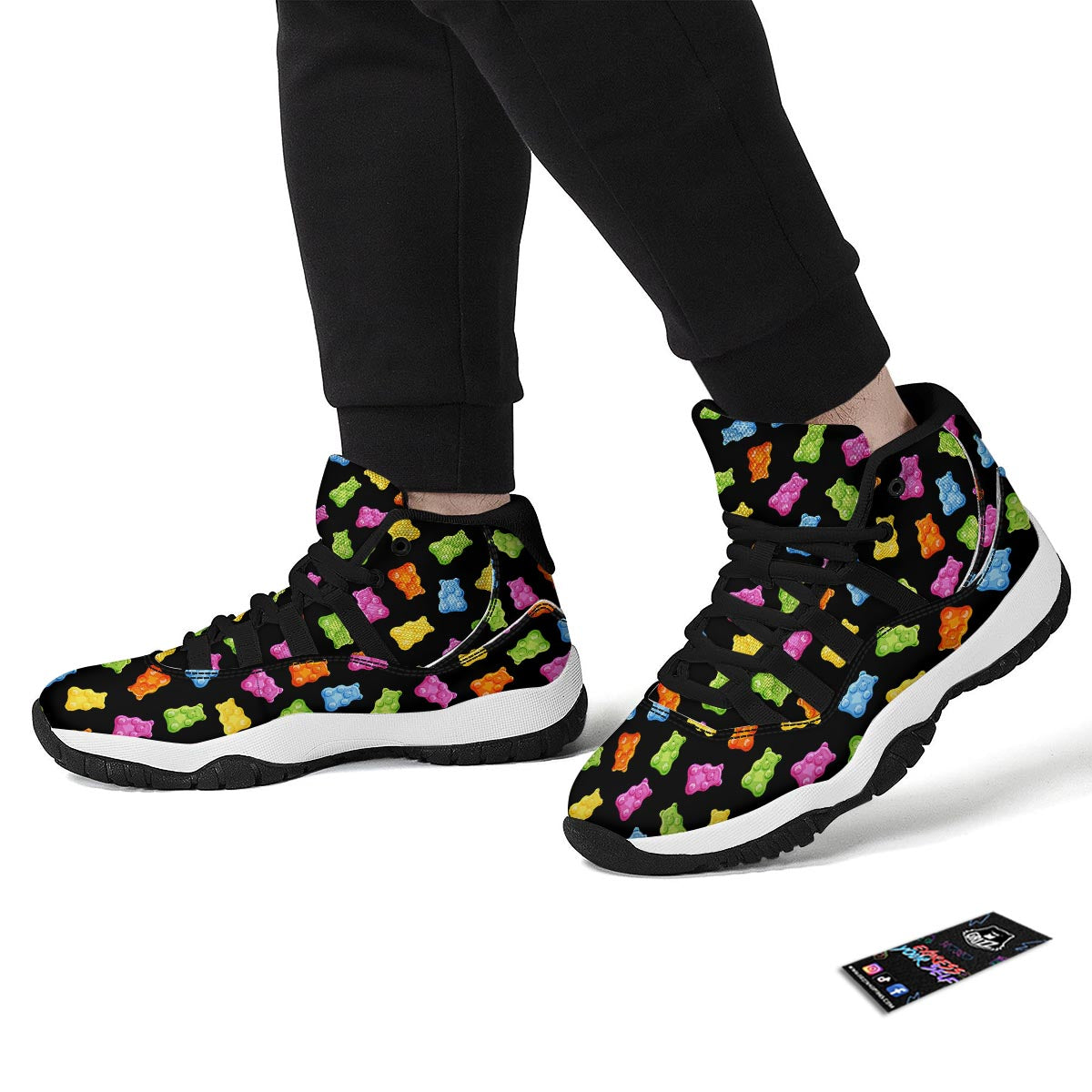 Bear Sweet Gummy Print Pattern Black Bball Shoes-grizzshop