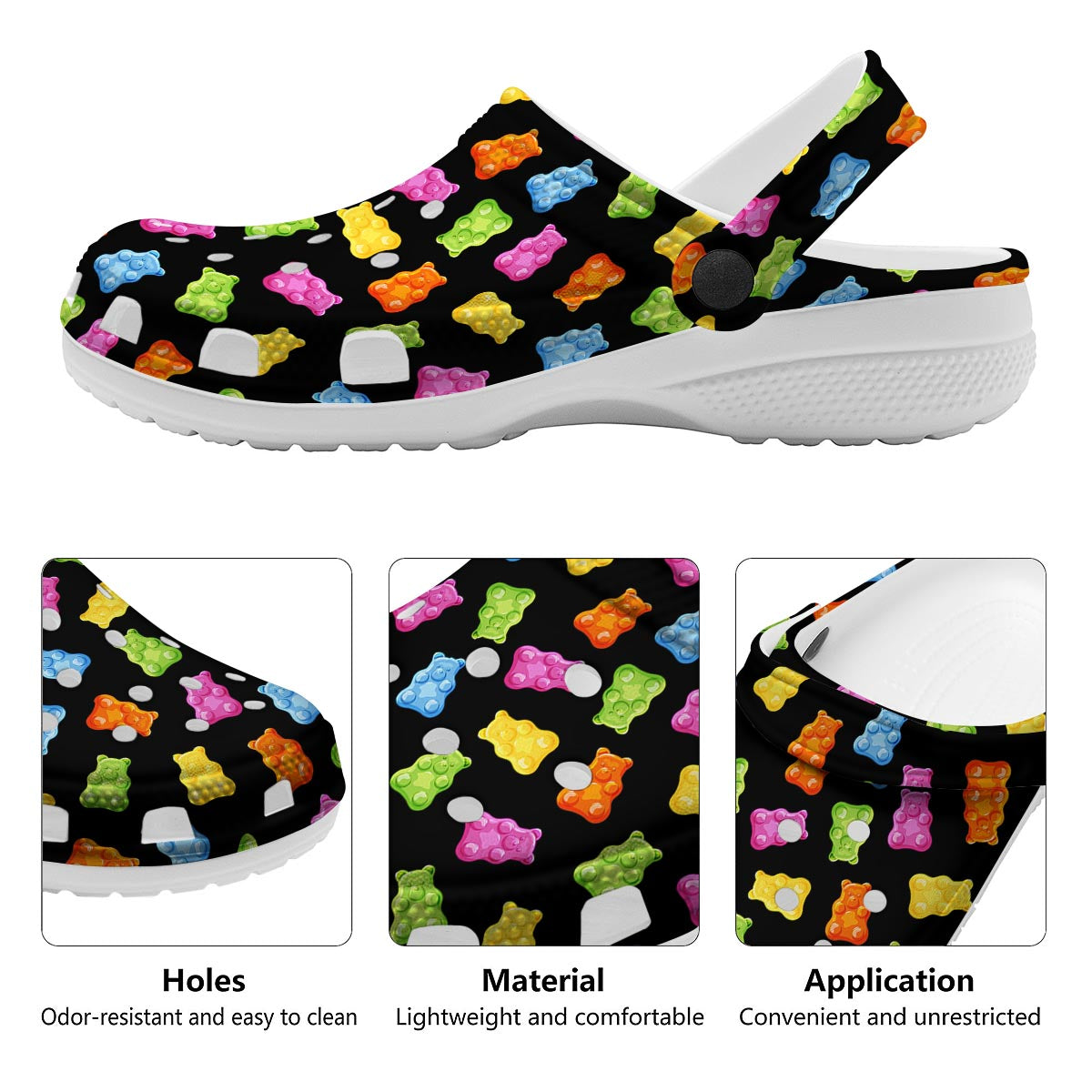 Bear Sweet Gummy Print Pattern Clog-grizzshop