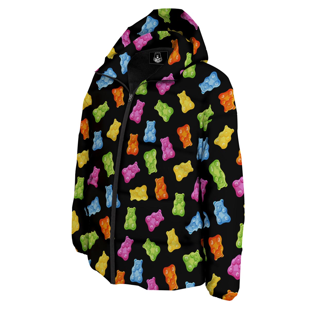 Bear Sweet Gummy Print Pattern Down Jacket-grizzshop