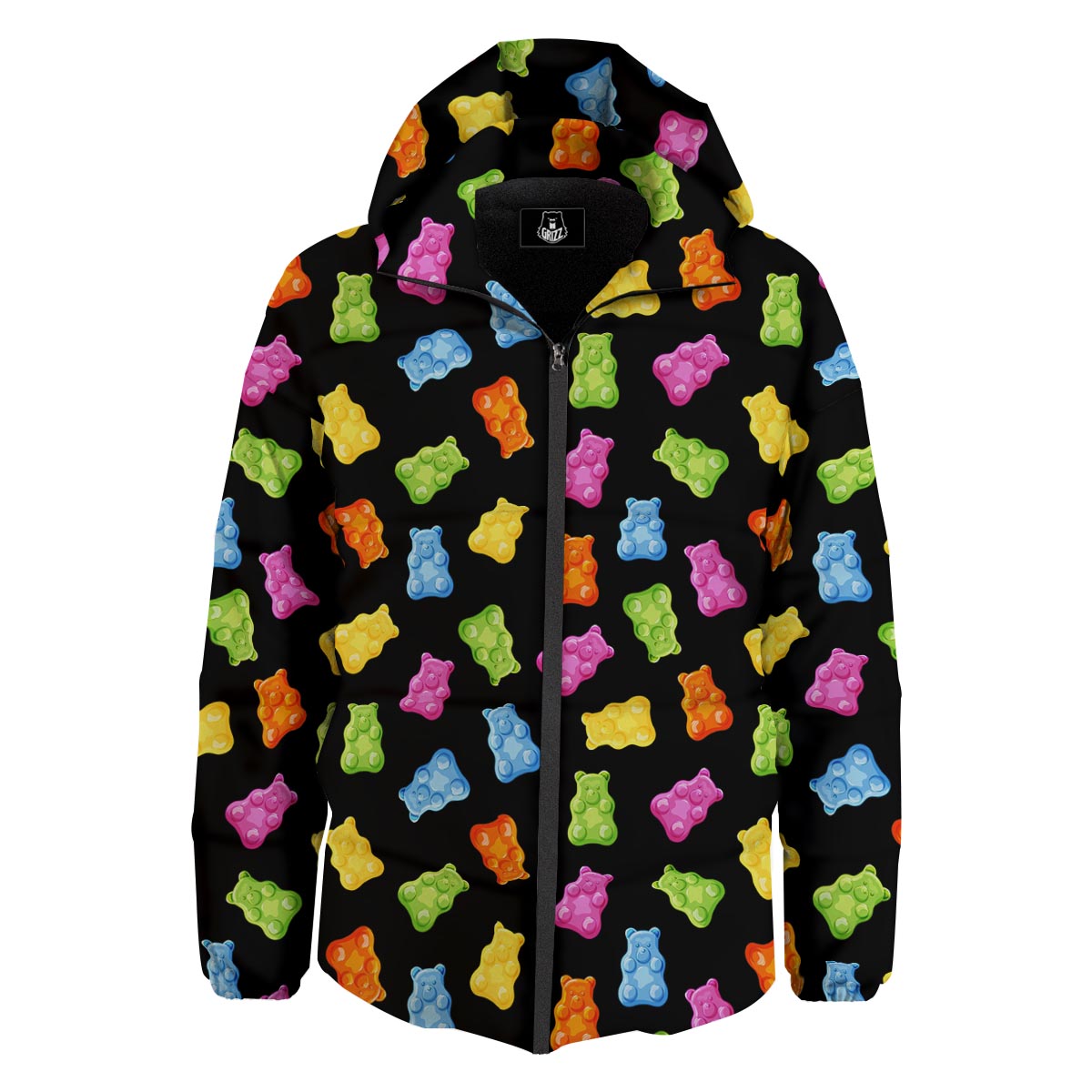 Bear Sweet Gummy Print Pattern Down Jacket-grizzshop