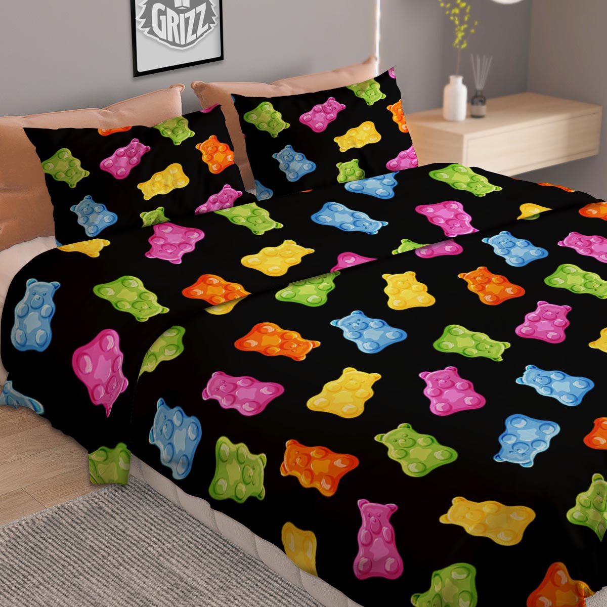 Bear Sweet Gummy Print Pattern Duvet Cover Bedding Set