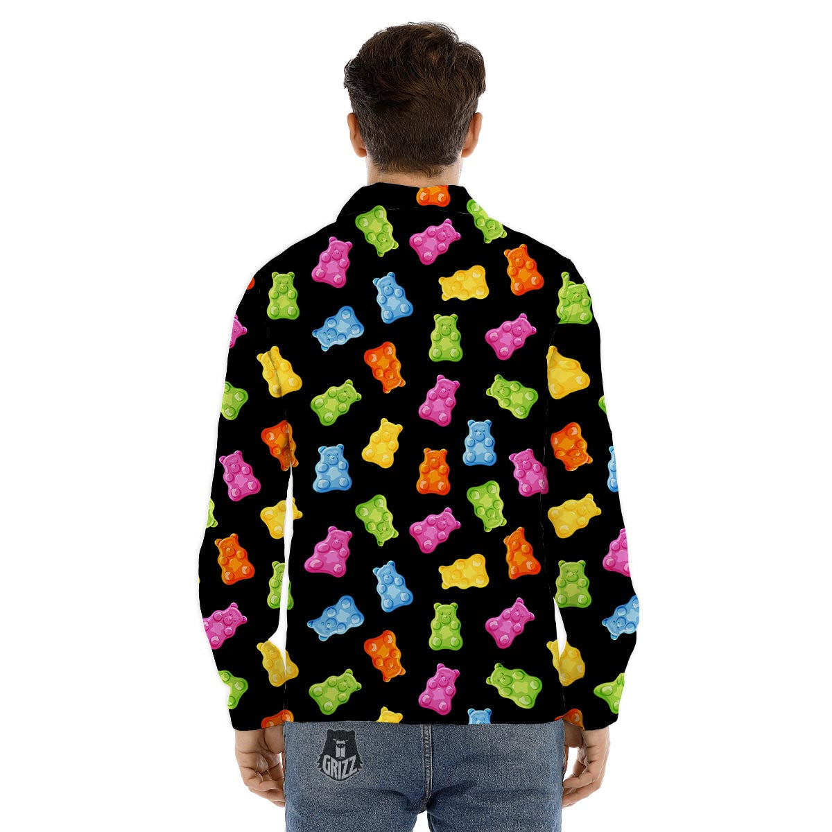 Bear Sweet Gummy Print Pattern Men's Dress Shirts-grizzshop