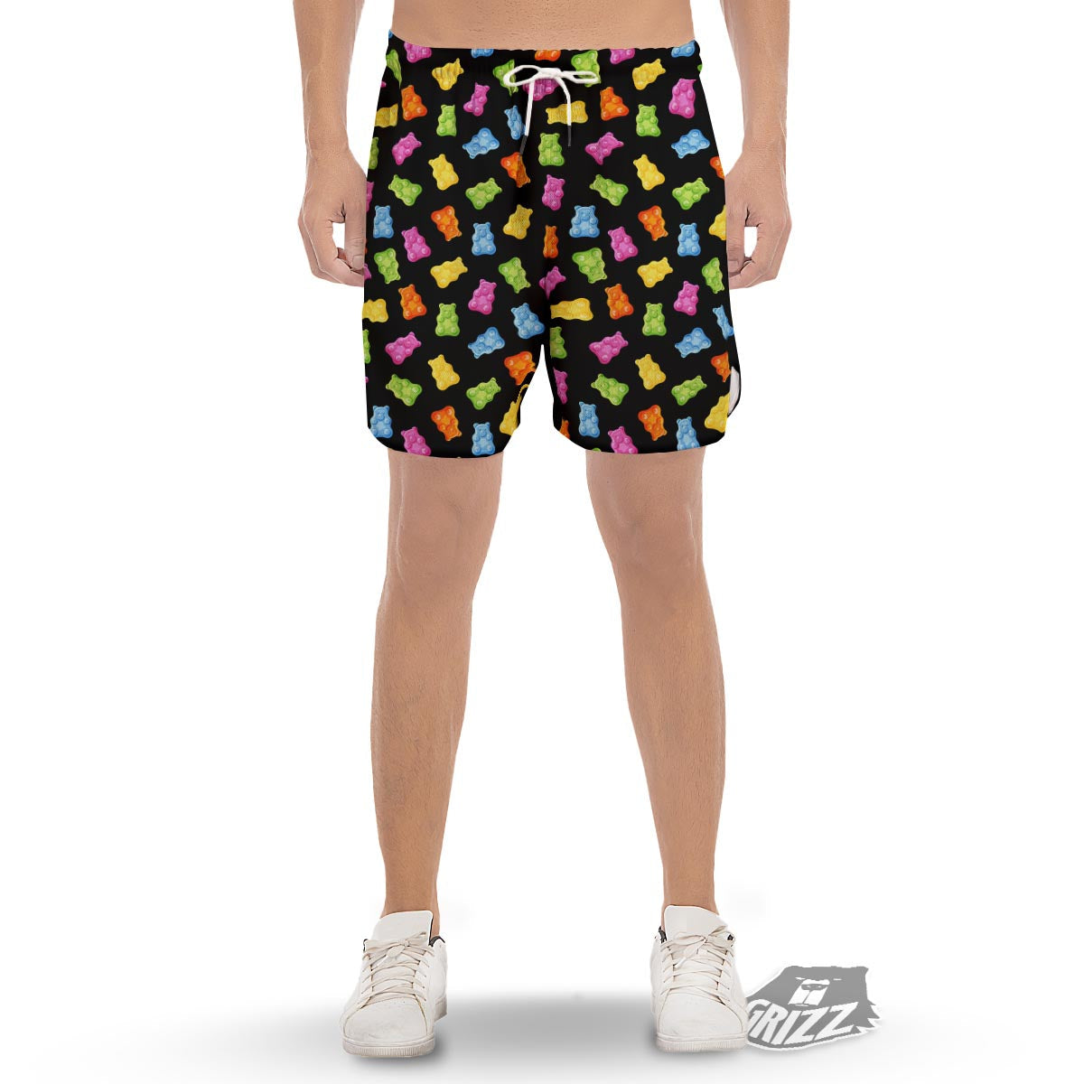 Bear Sweet Gummy Print Pattern Men's Gym Shorts-grizzshop