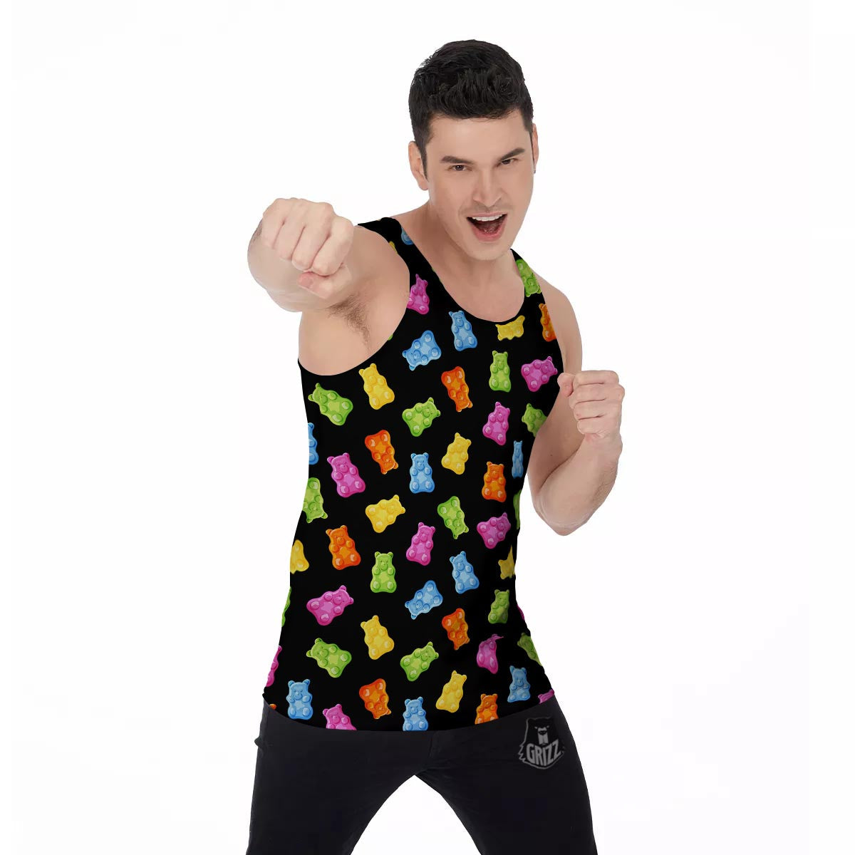 Bear Sweet Gummy Print Pattern Men's Tank Top-grizzshop