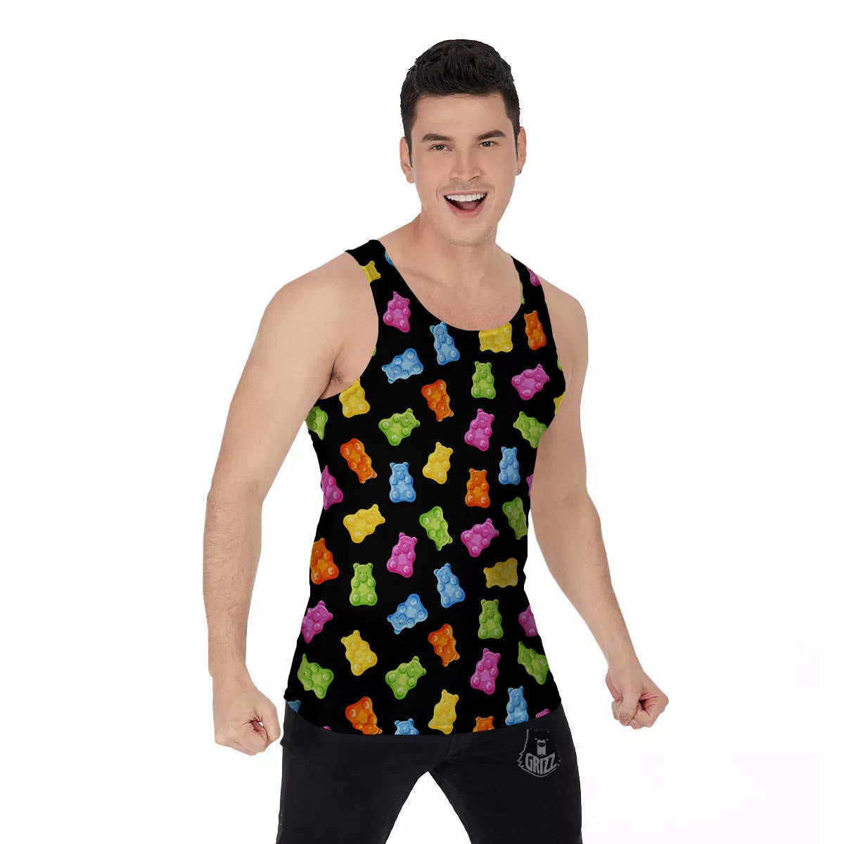 Bear Sweet Gummy Print Pattern Men's Tank Top-grizzshop