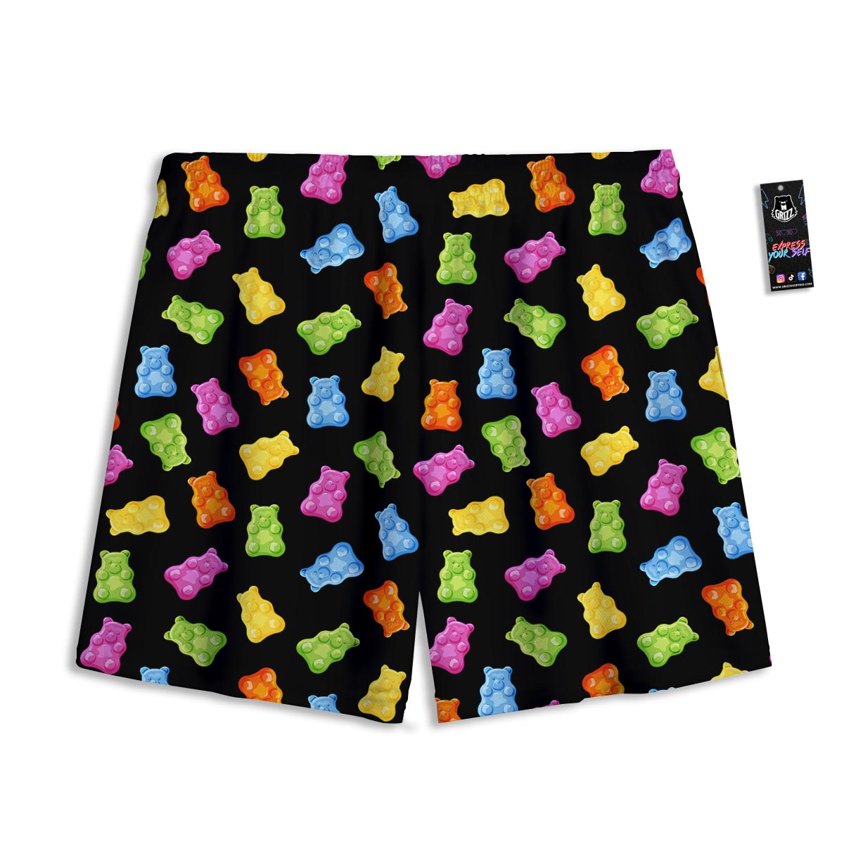 Bear Sweet Gummy Print Pattern Mesh Shorts