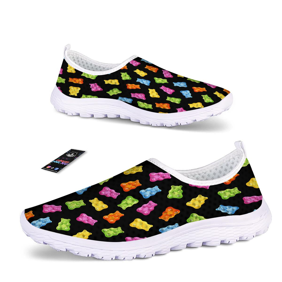 Bear Sweet Gummy Print Pattern Nurse Shoes-grizzshop