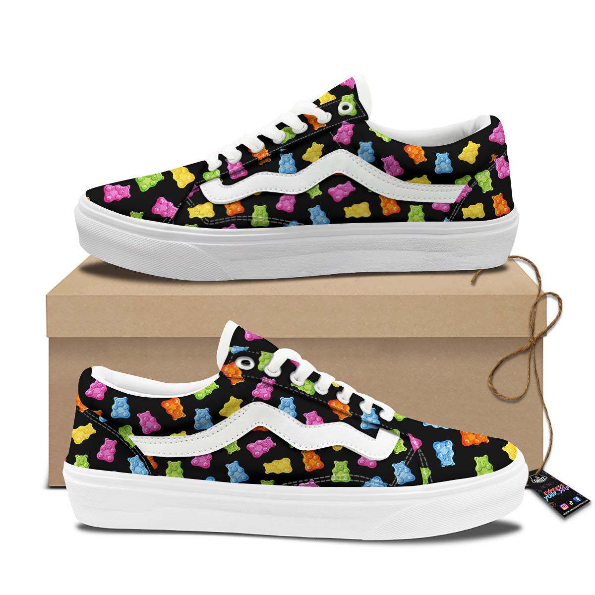 Bear Sweet Gummy Print Pattern Skate Shoes-grizzshop