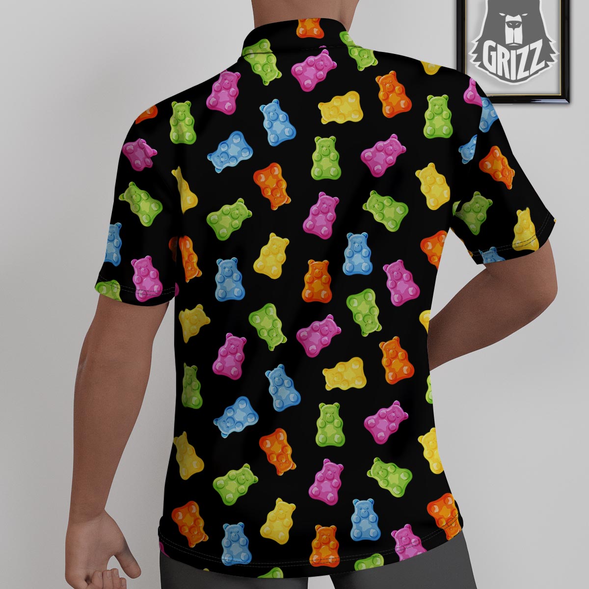 Bear Sweet Gummy Print Pattern Untucked Shirts-grizzshop