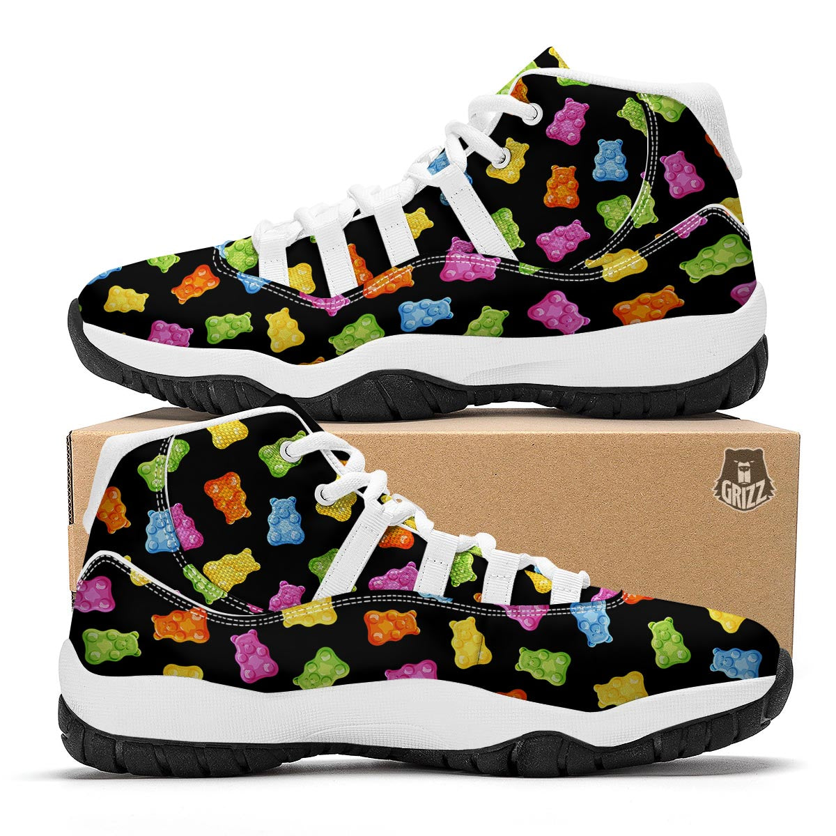 Bear Sweet Gummy Print Pattern White Bball Shoes-grizzshop