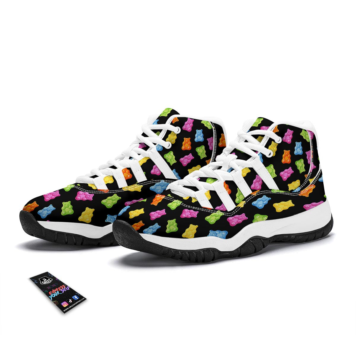 Bear Sweet Gummy Print Pattern White Bball Shoes-grizzshop