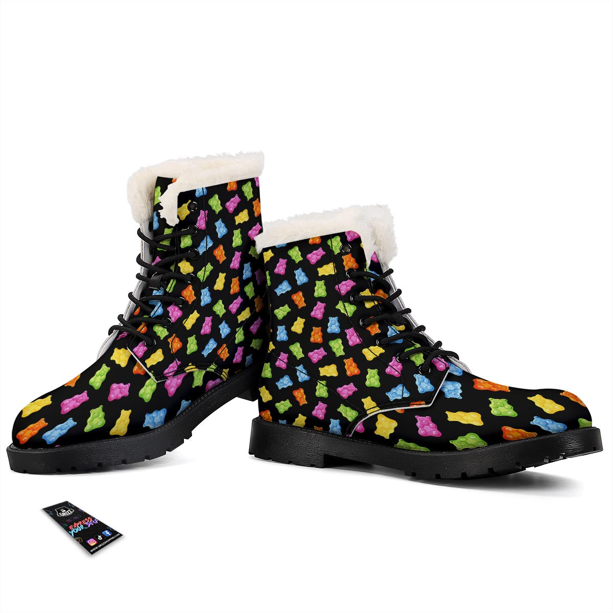 Bear Sweet Gummy Print Pattern Winter Boots-grizzshop