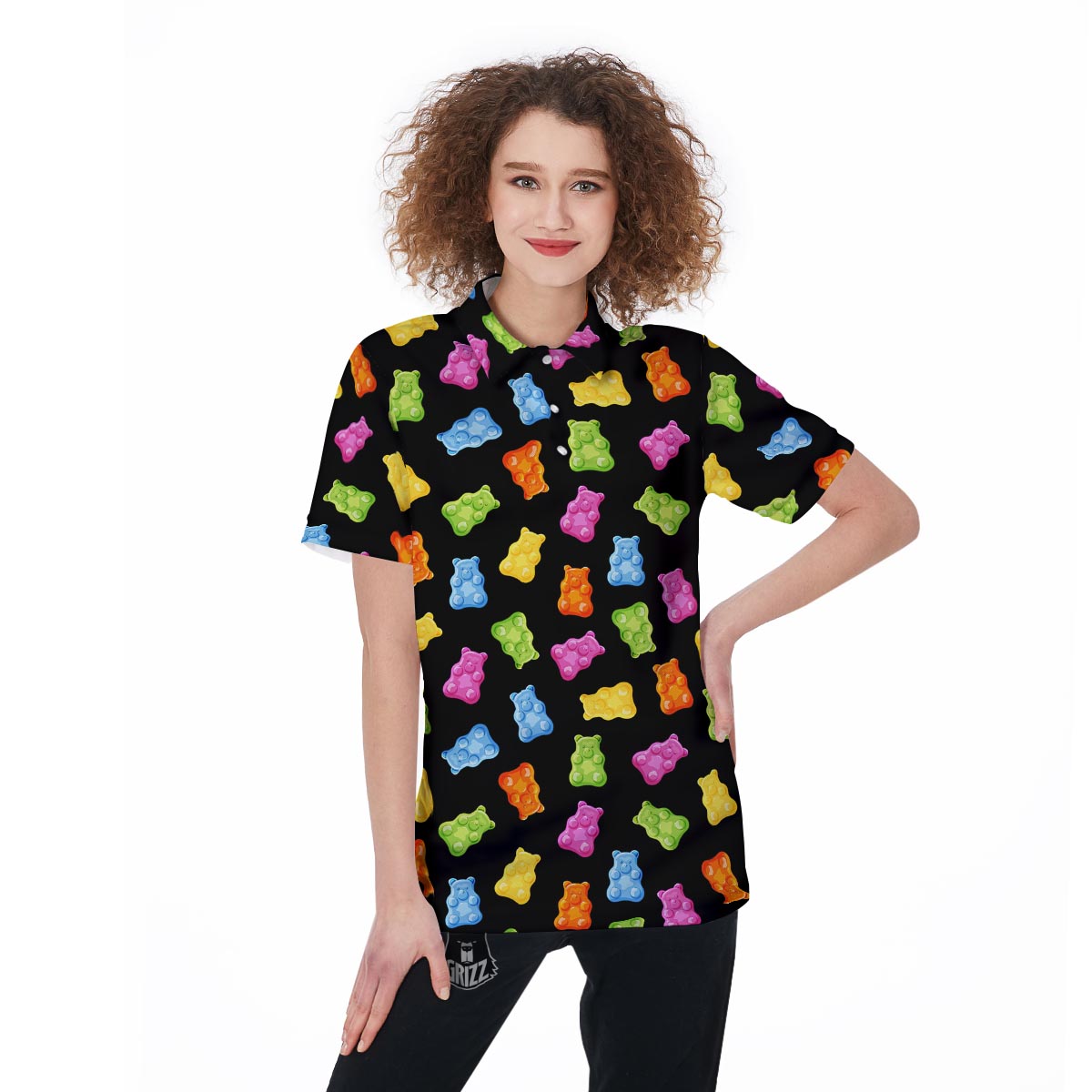 Bear Sweet Gummy Print Pattern Women's Golf Shirts-grizzshop