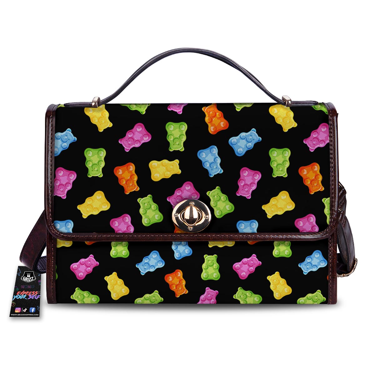 Bear Sweet Gummy Print Pattern Women's Satchel Bag