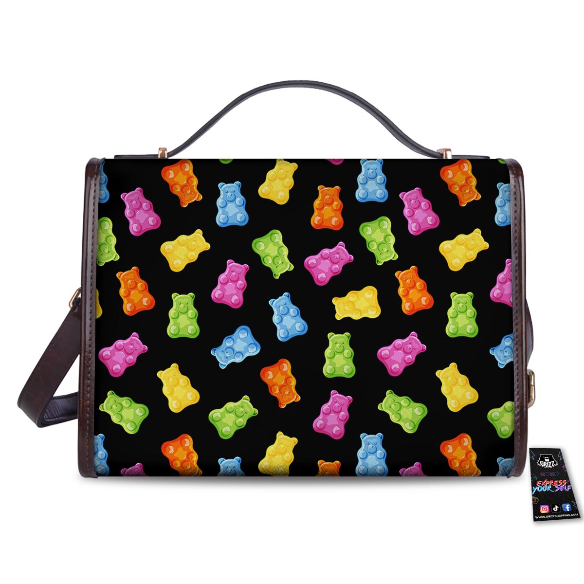 Bear Sweet Gummy Print Pattern Women's Satchel Bag
