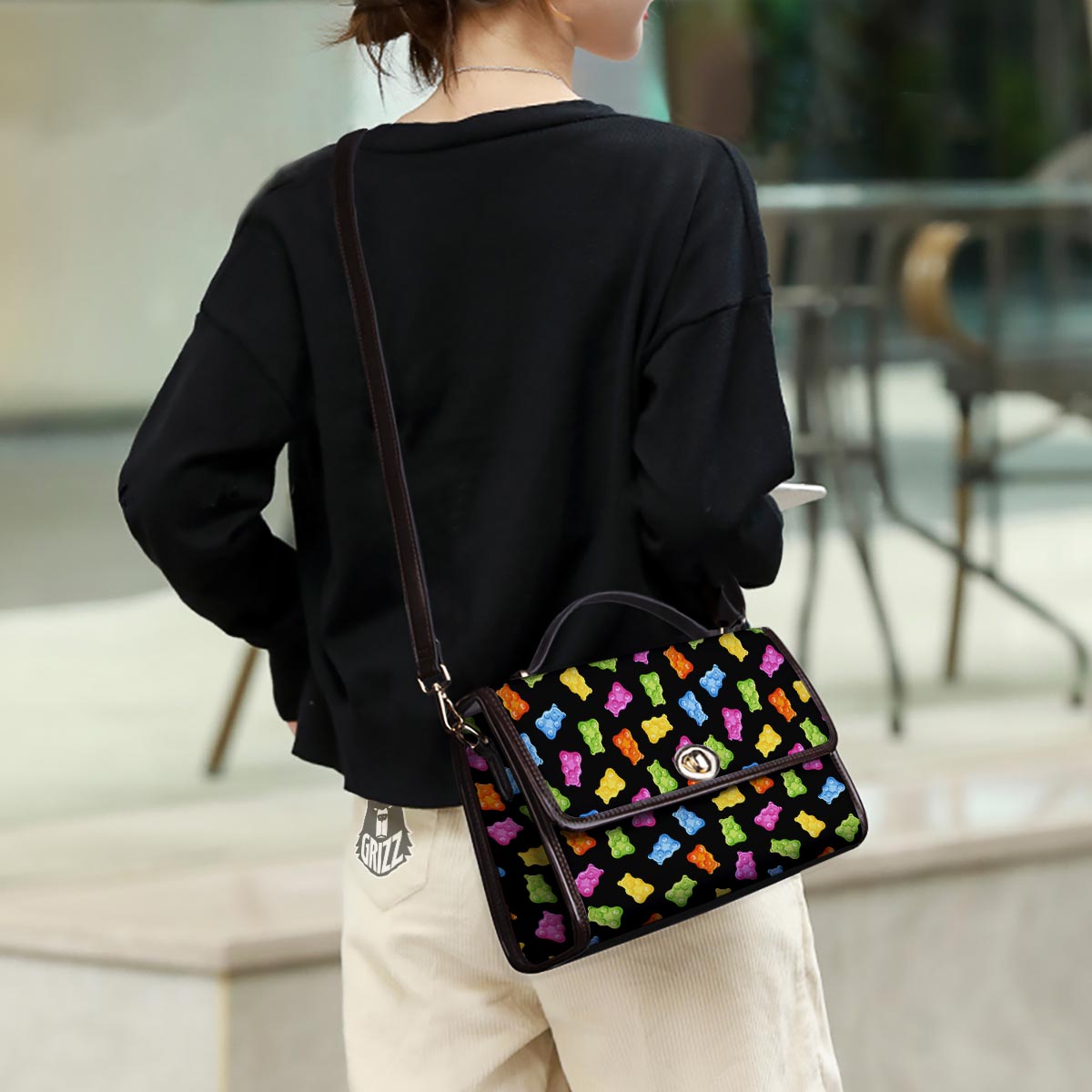 Bear Sweet Gummy Print Pattern Women's Satchel Bag