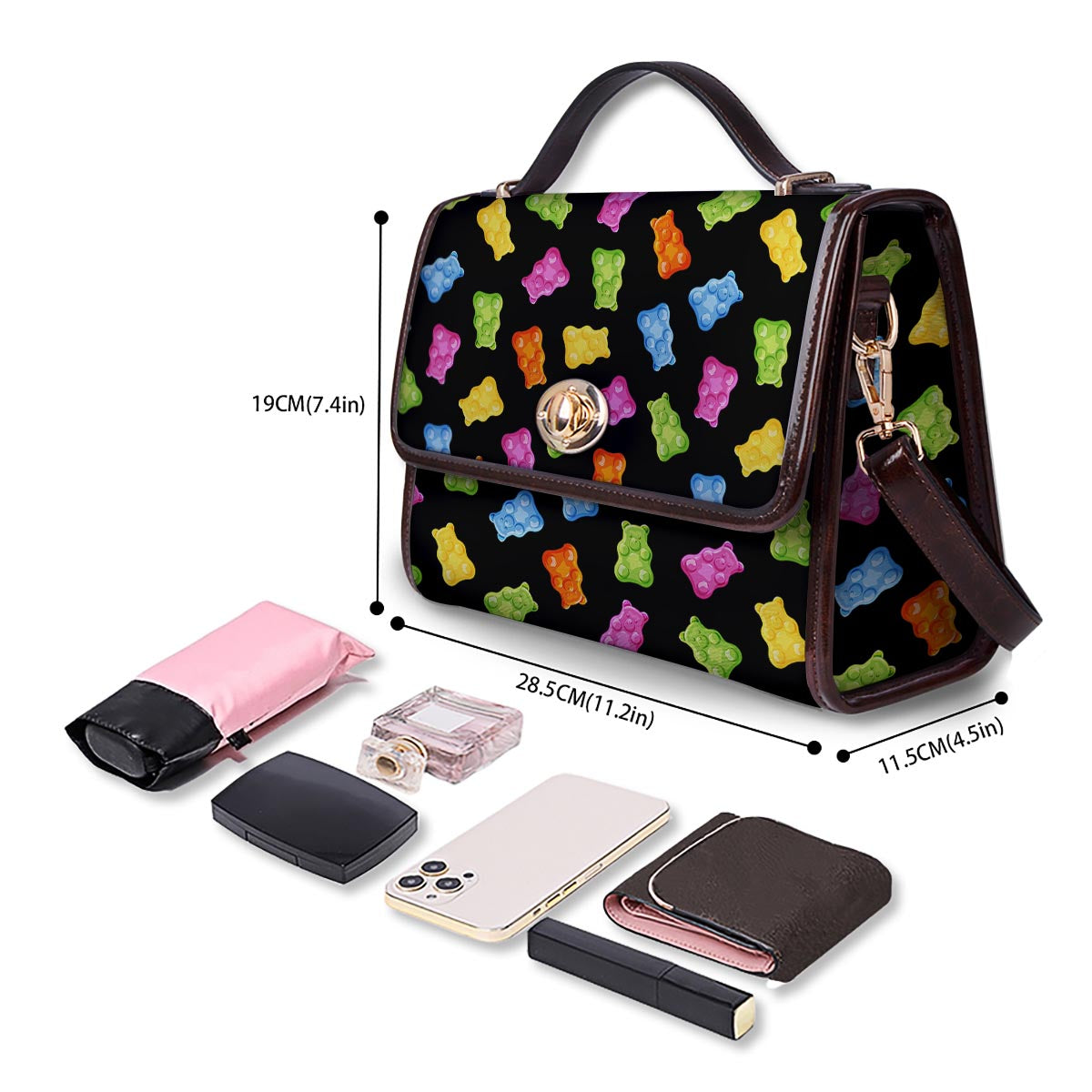 Bear Sweet Gummy Print Pattern Women's Satchel Bag