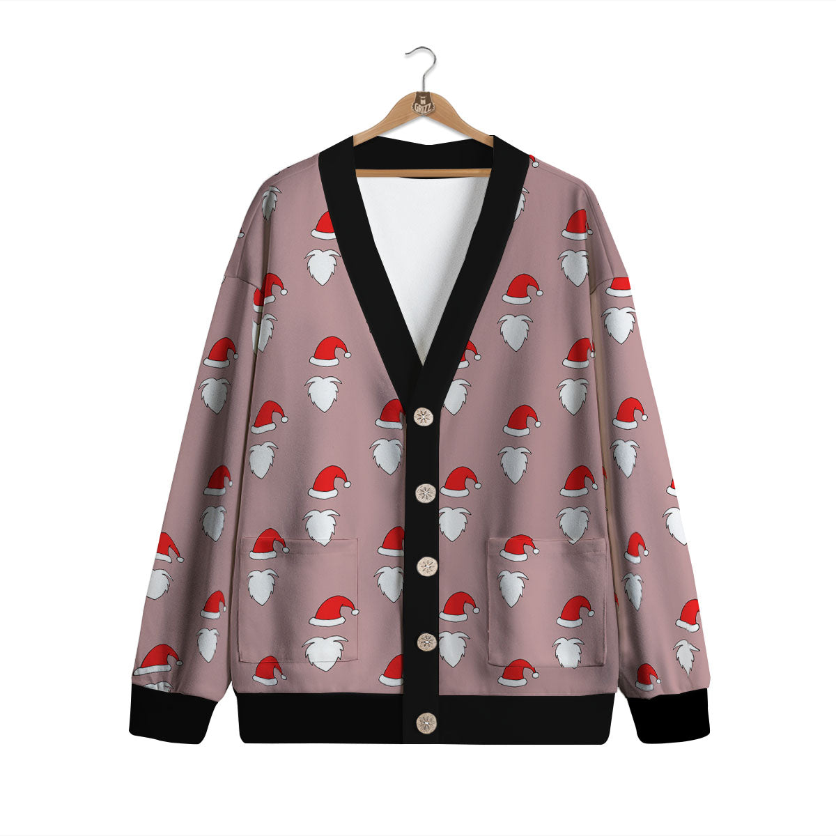 Beard Santa Claus Print Pattern Cardigan-grizzshop