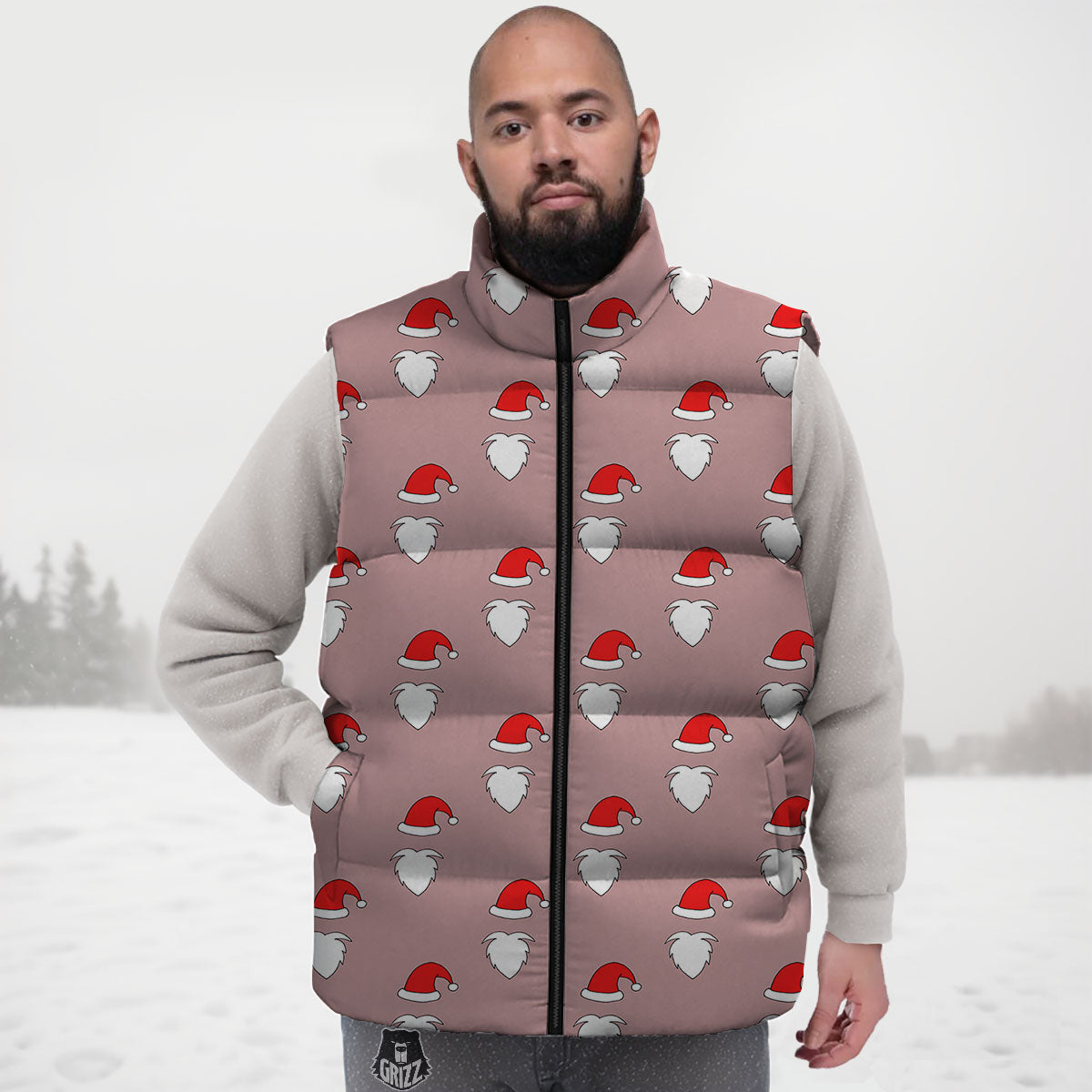 Beard Santa Claus Print Pattern Down Vest