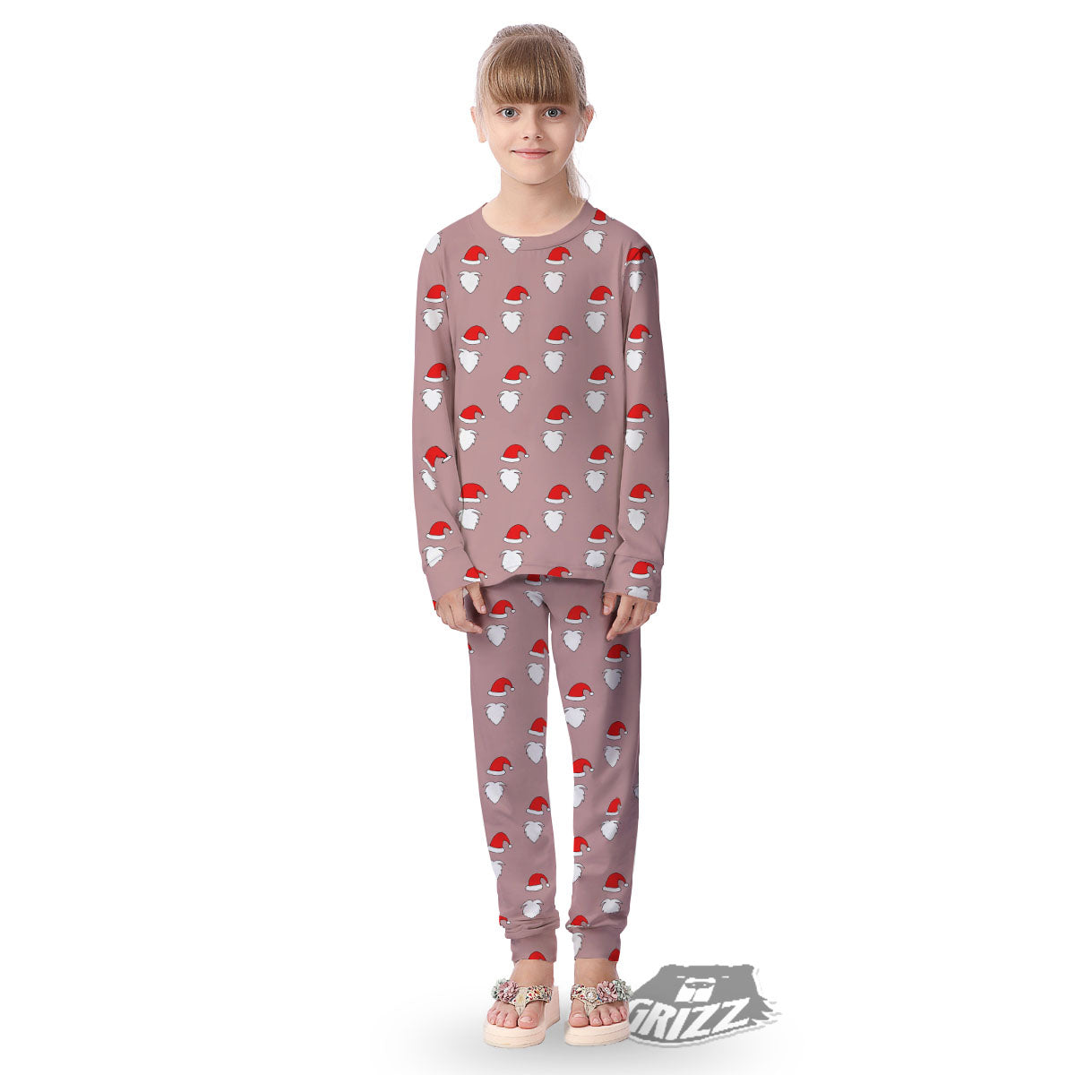 Beard Santa Claus Print Pattern Kid's Pajamas-grizzshop