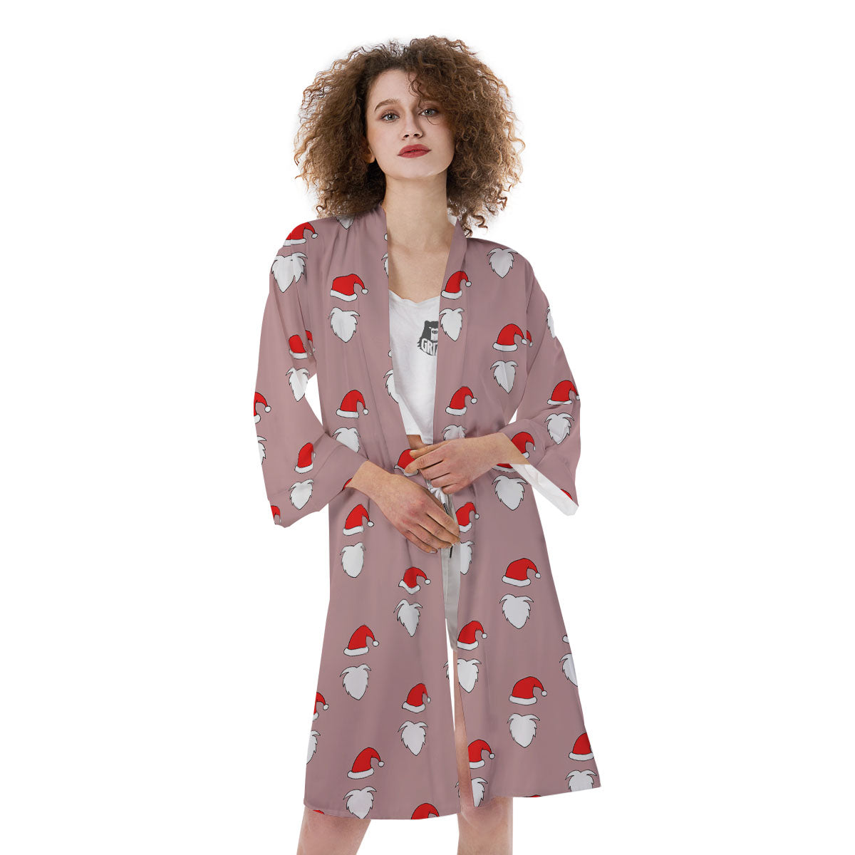 Beard Santa Claus Print Pattern Kimono-grizzshop