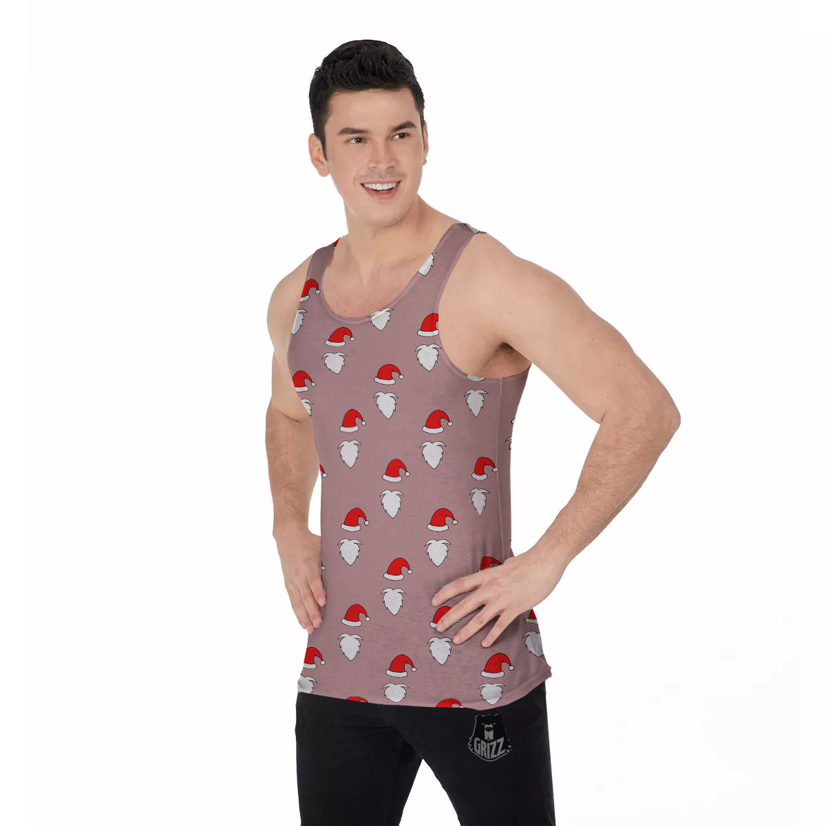 Beard Santa Claus Print Pattern Men's Tank Top-grizzshop