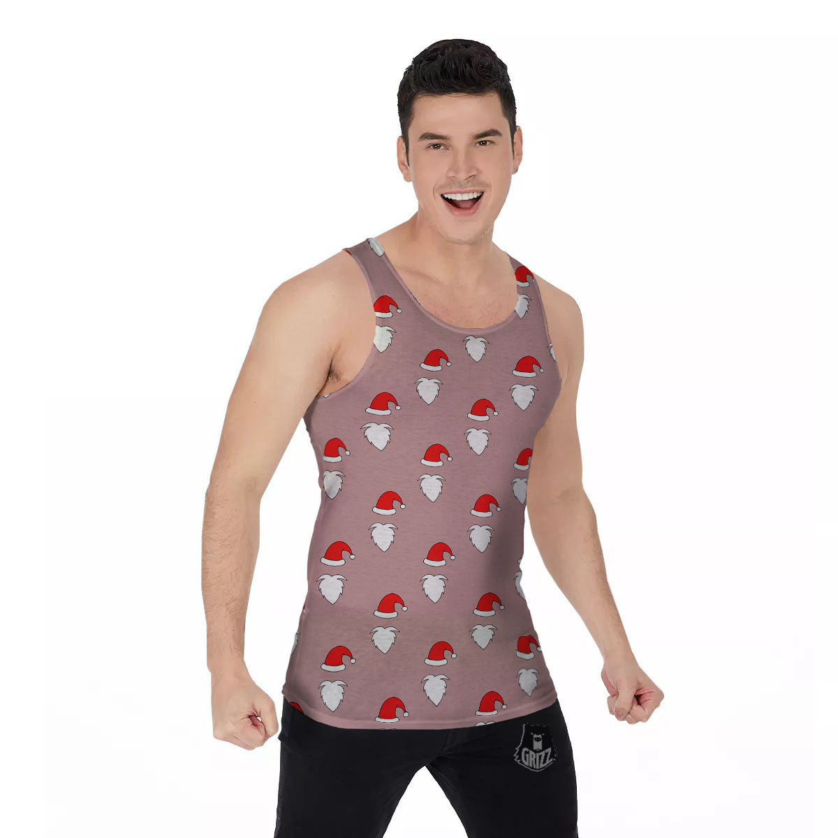 Beard Santa Claus Print Pattern Men's Tank Top-grizzshop