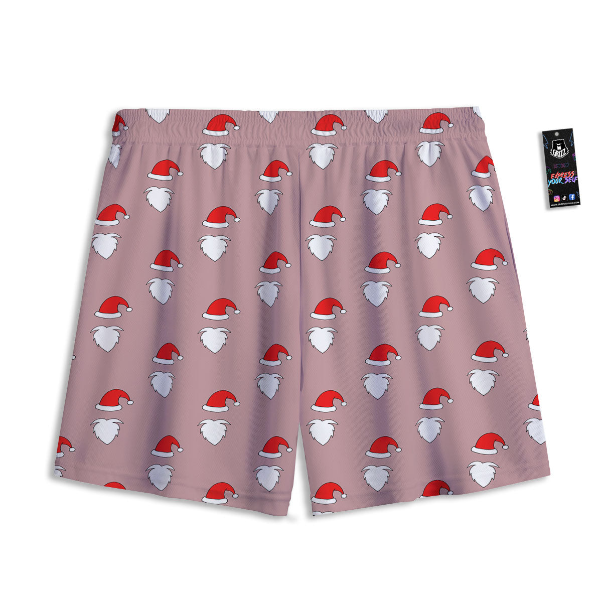 Beard Santa Claus Print Pattern Mesh Shorts