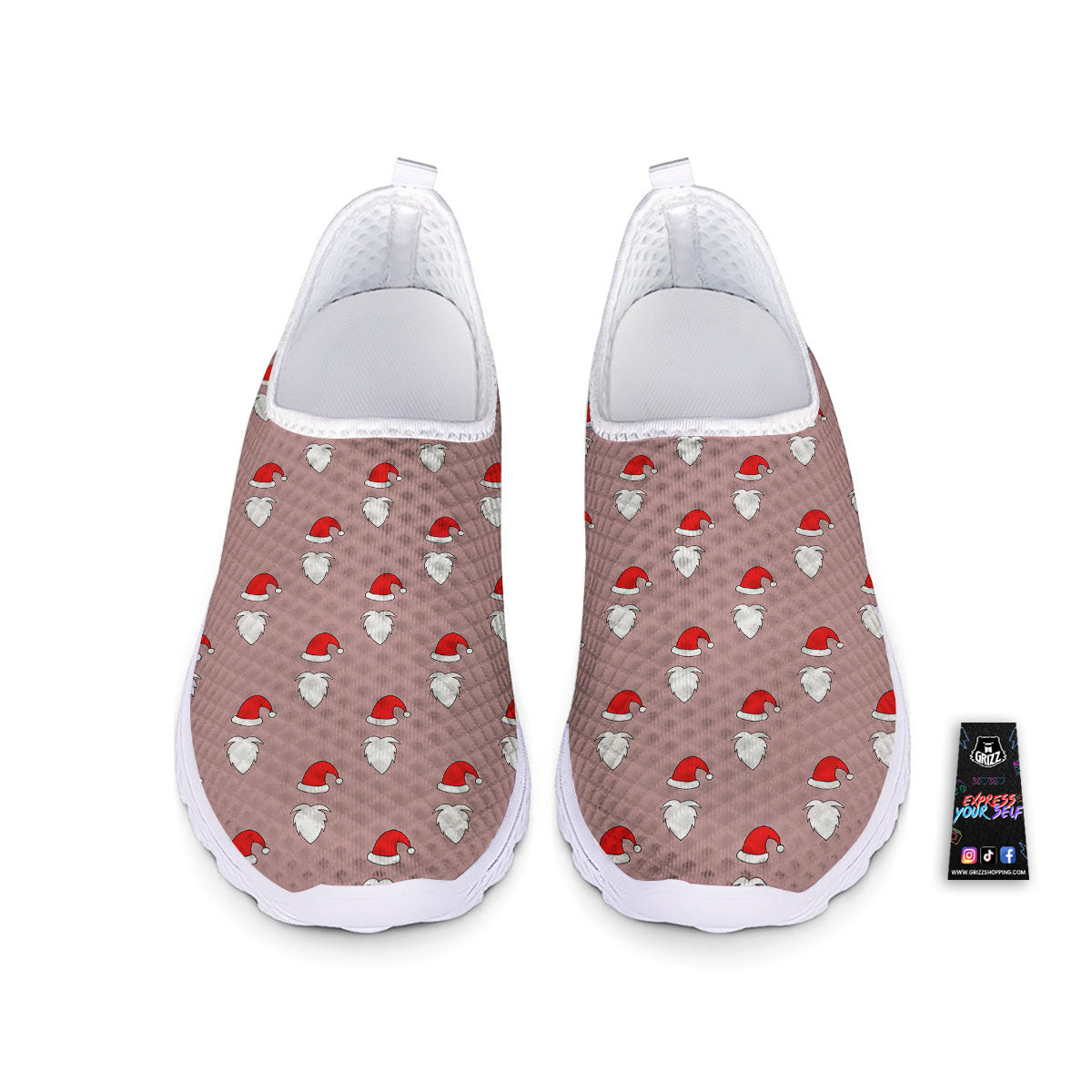 Beard Santa Claus Print Pattern Nurse Shoes-grizzshop