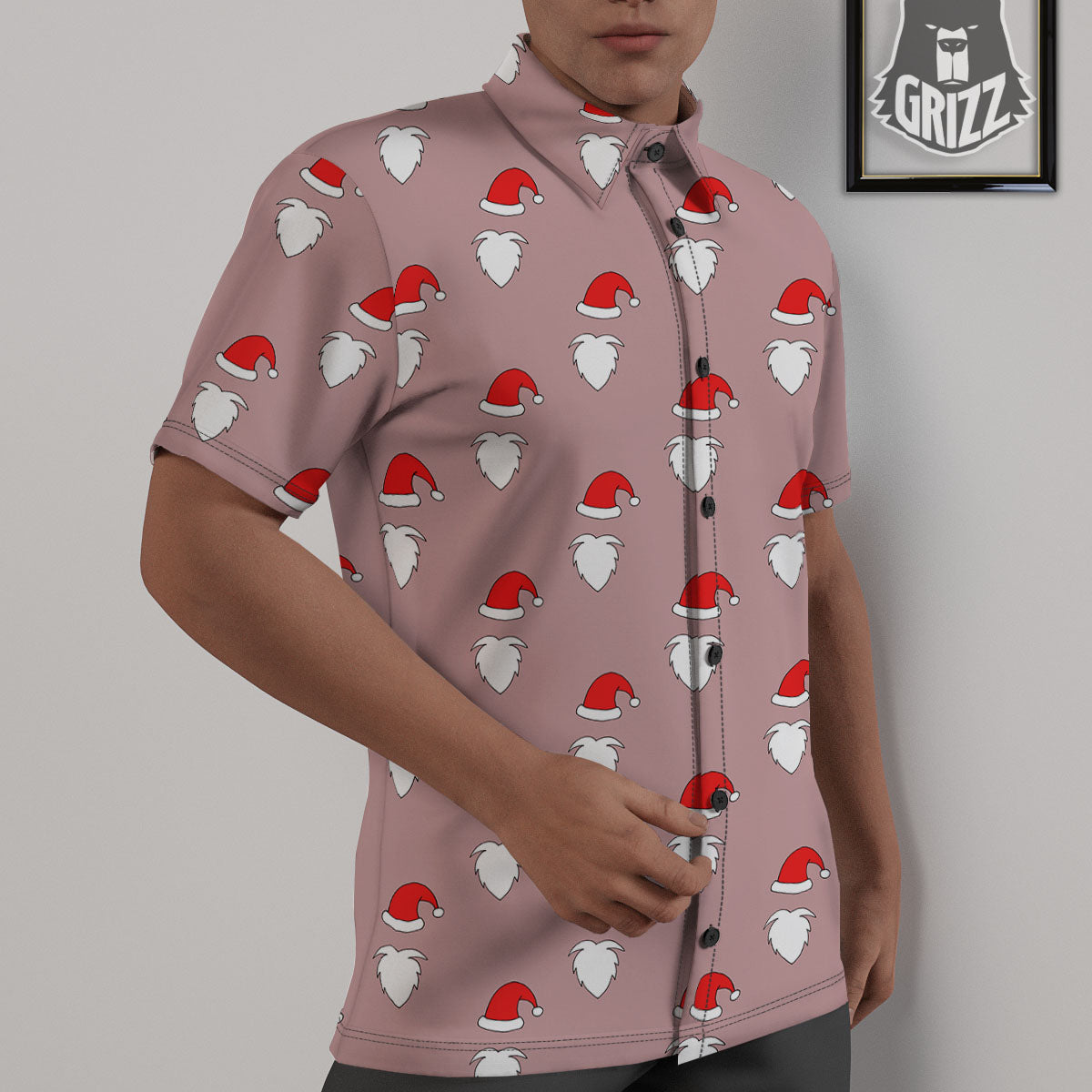 Beard Santa Claus Print Pattern Untucked Shirts-grizzshop