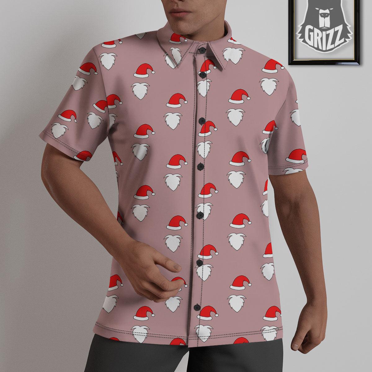 Beard Santa Claus Print Pattern Untucked Shirts-grizzshop