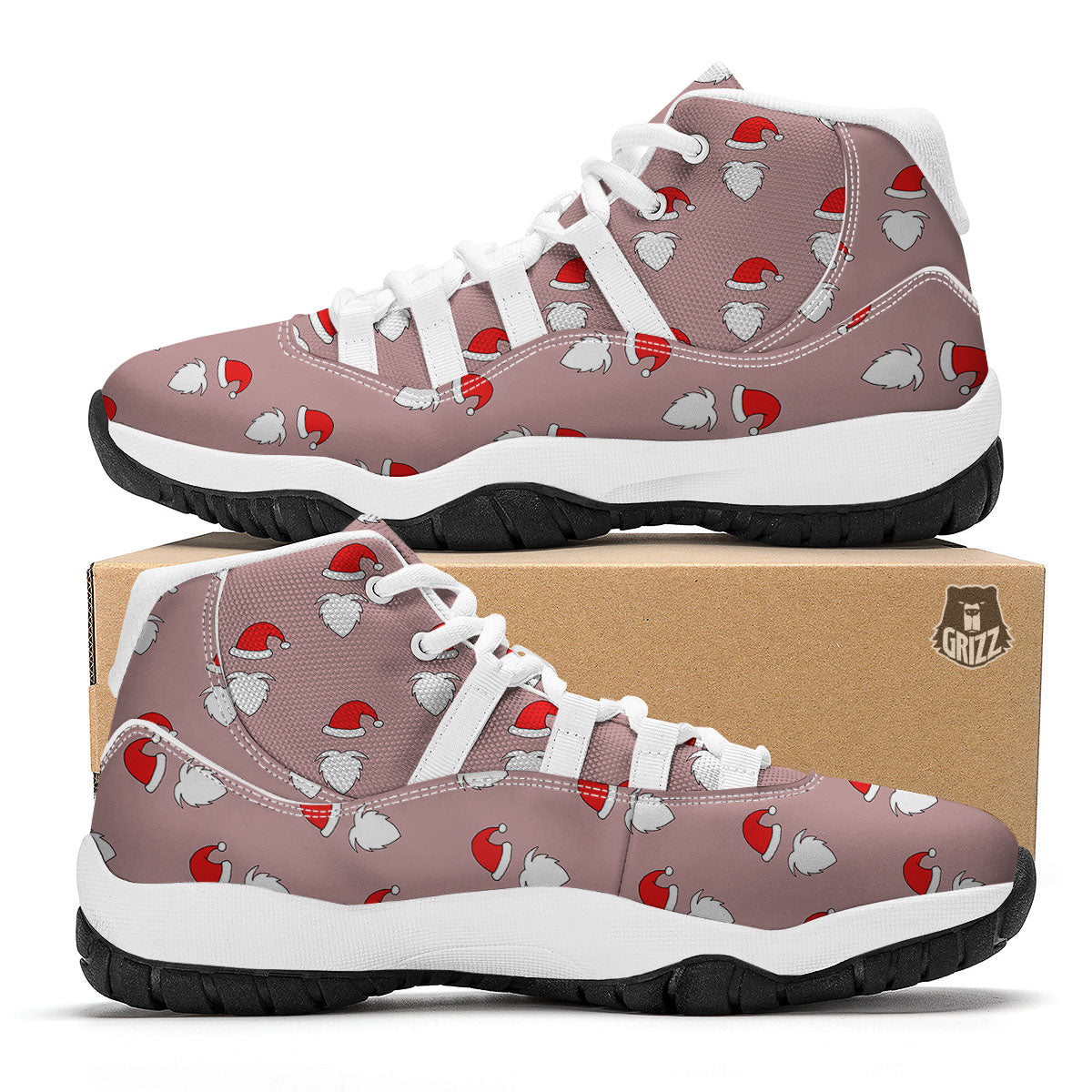 Beard Santa Claus Print Pattern White Bball Shoes-grizzshop