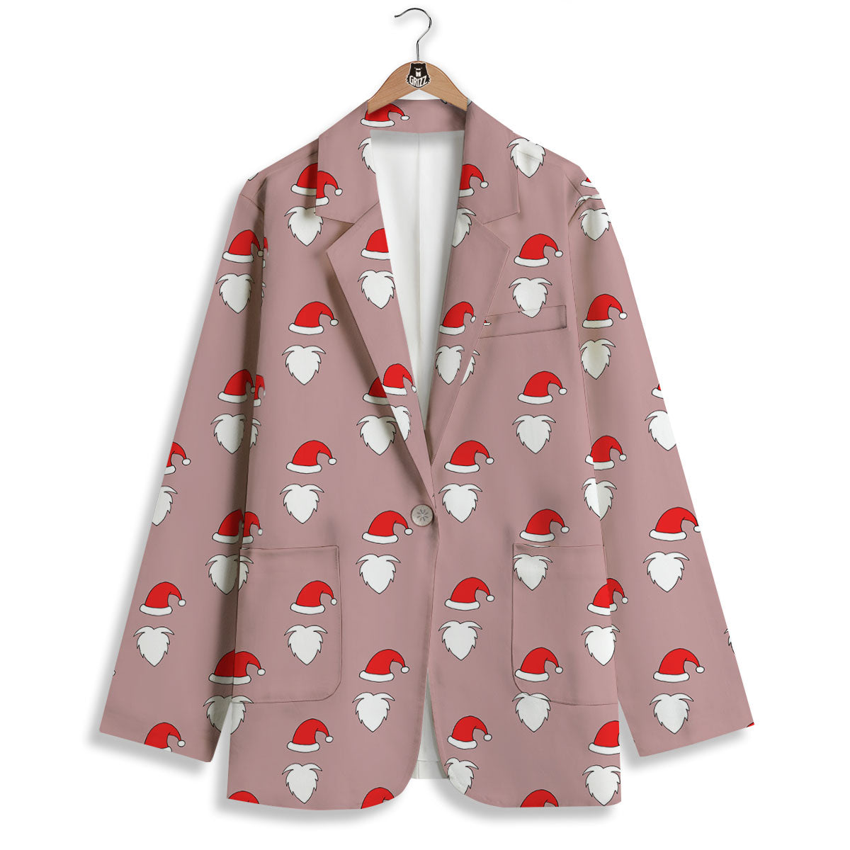 Beard Santa Claus Print Pattern Women's Blazer-grizzshop
